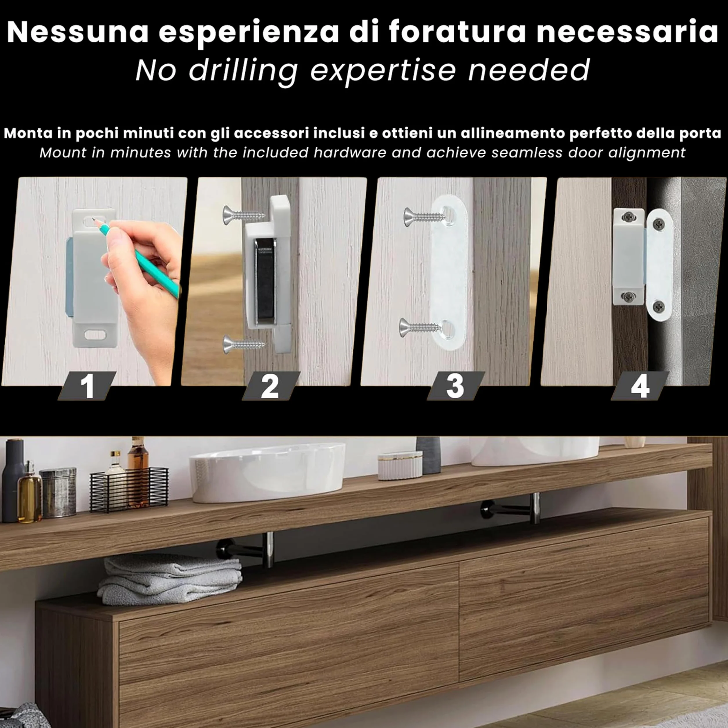 IPEA Chiusure Magnetiche per Mobili 10 PEZZI Bianco
