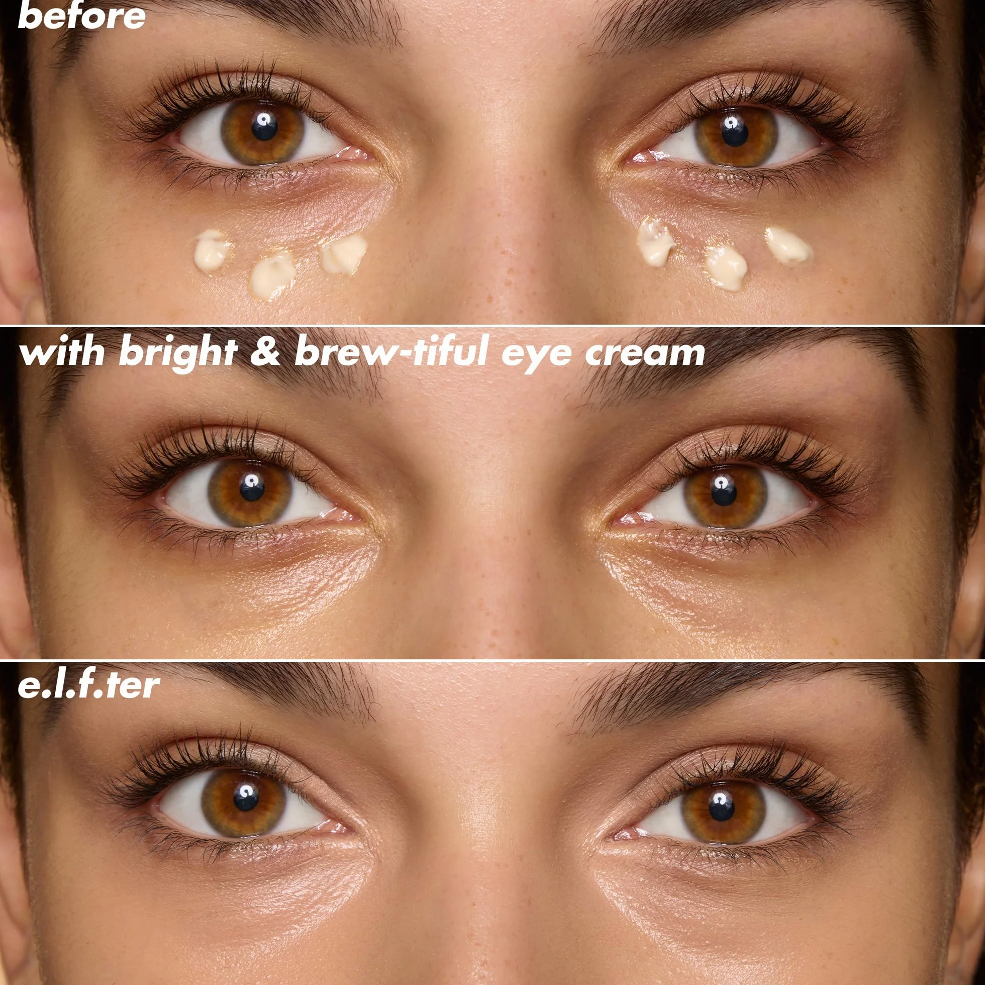 e.l.f. SKIN Bright + Brew-tiful Eye Cream Mini, aiuta a schiarire le occhiaie e a ridurre il gonfiore, prodotto vegano e non testato sugli animali