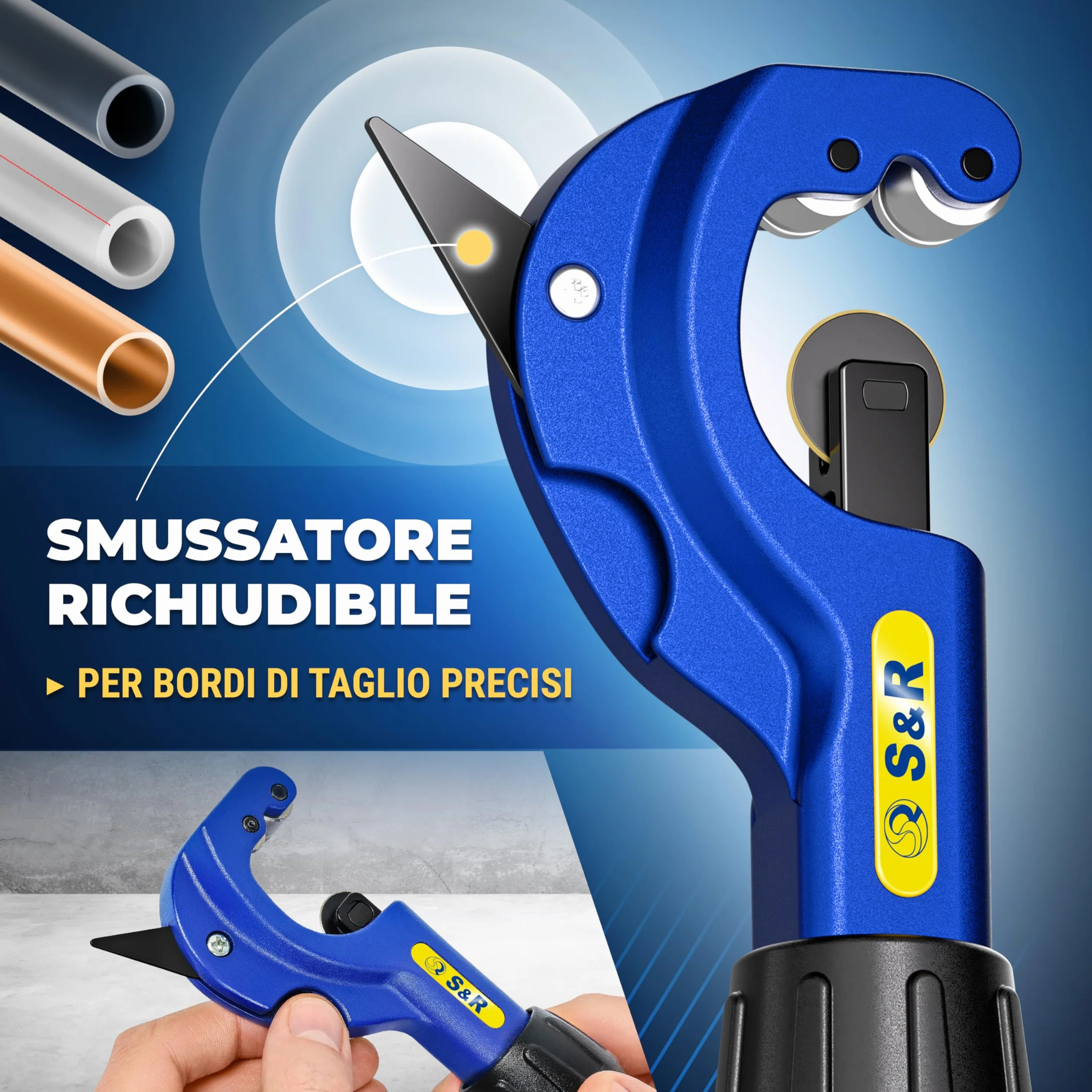 S&R Tagliatubi Fresa per Tubi Rame Alluminio Plastica Multistrato 3-32 mm Pipe Cutter