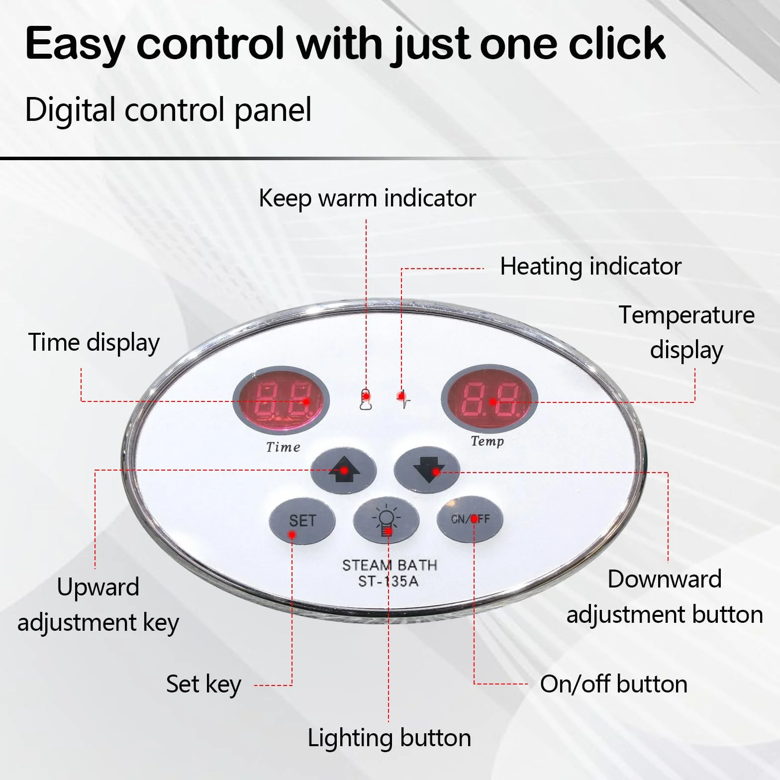 Generatore Vapore Sauna 3kW 220V Controller LED 25-55°C 2-3m³ Acciaio Inox 316