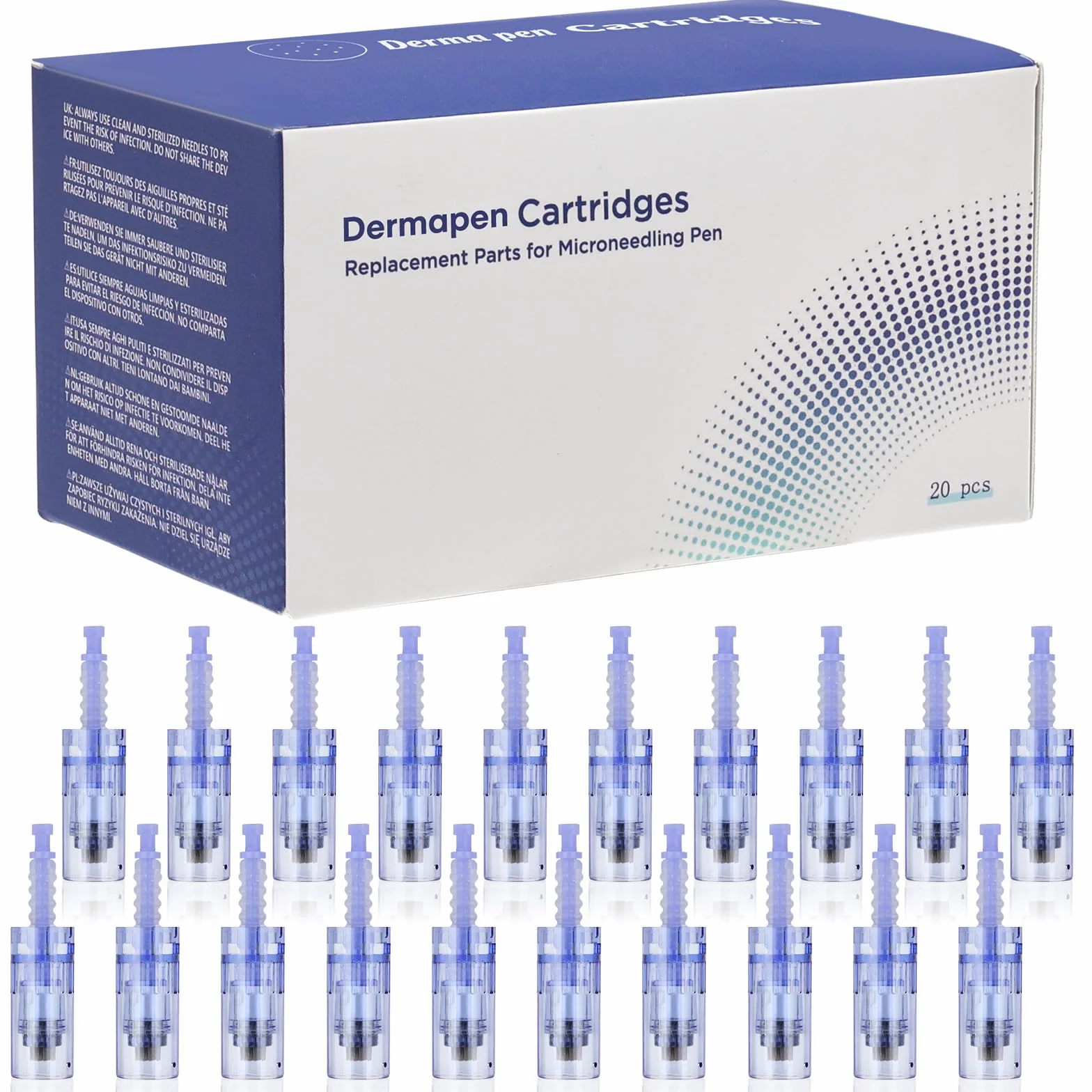 Aghi microneedling 36 punte, Dermapen Microneedling cartucce di ricambio per Derma Pen A6/A10, Cartucce Needling viso con fessura a baionetta (20 pezzi)