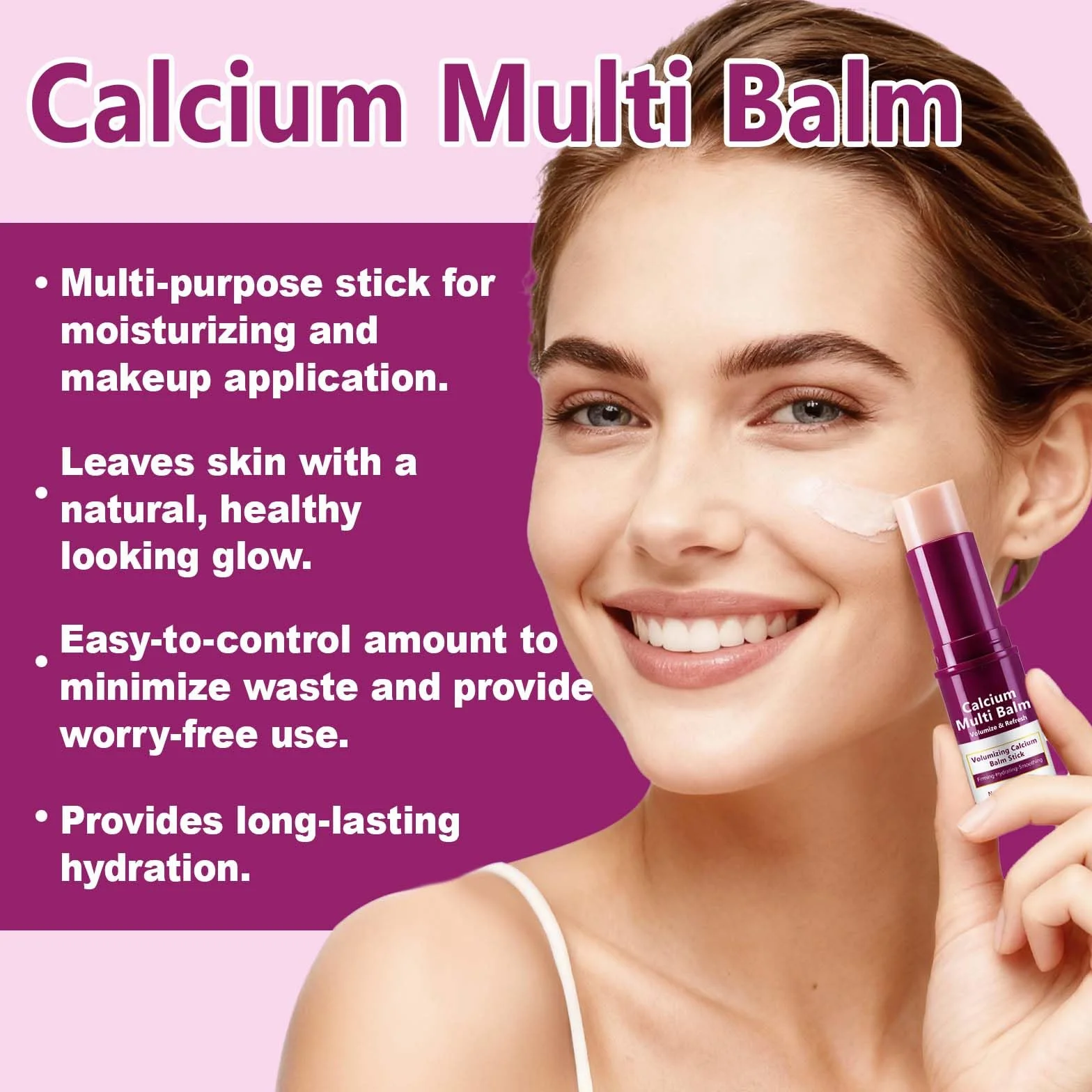 Calcium Multi Balm Stick 9g – Balsamo Idratante con Collagene e Calcio, Stick Anti-Età Rassodante per Viso Occhi e Collo, Nutriente e Levigante, Formula Multiuso per Idratazione Quotidiana Portatile