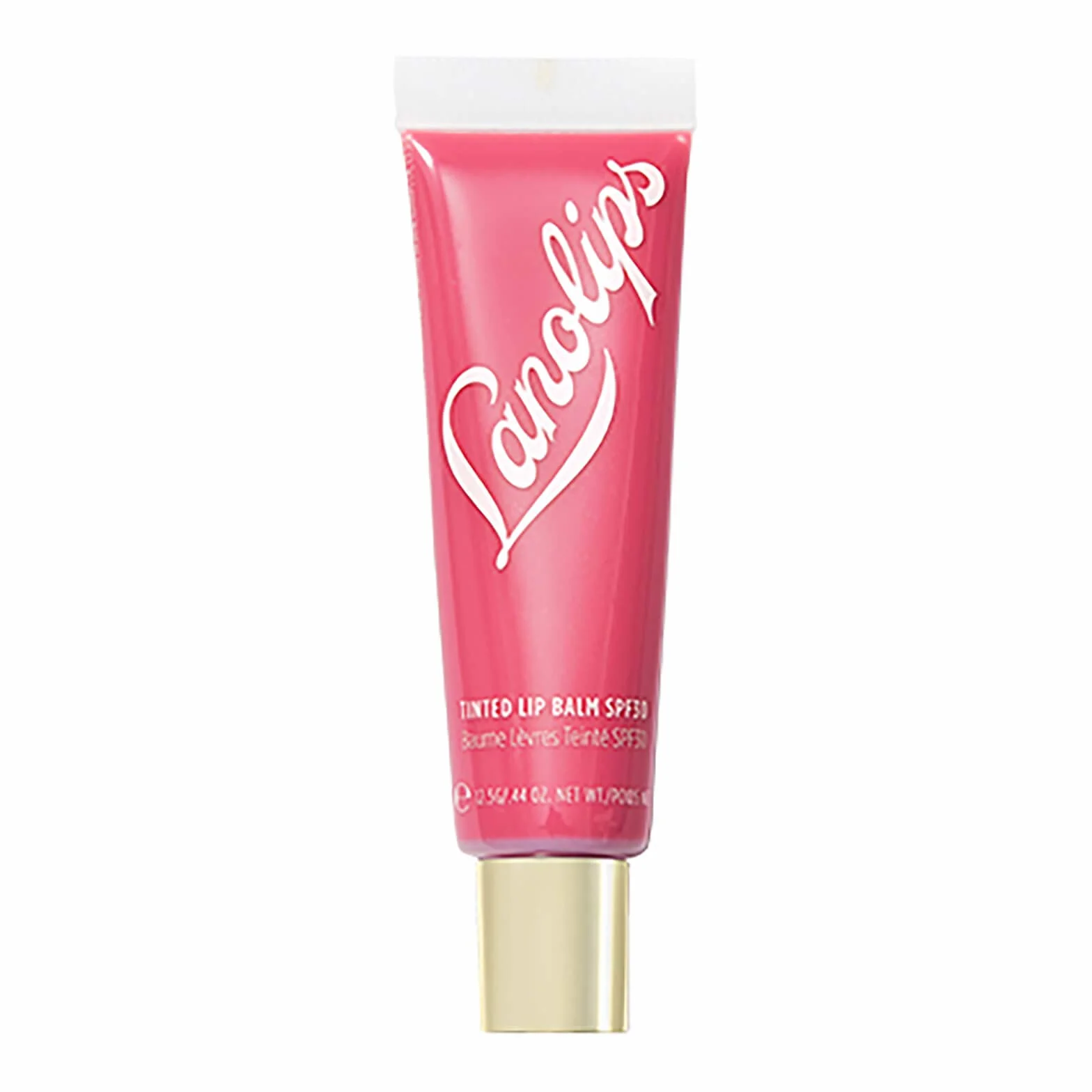 Lanolips Balsamo colorato con fattore di protezione solare 30 – rabarbaro, 12,5 g, crema idratante morbida per le labbra, splendido colore rosa lucido