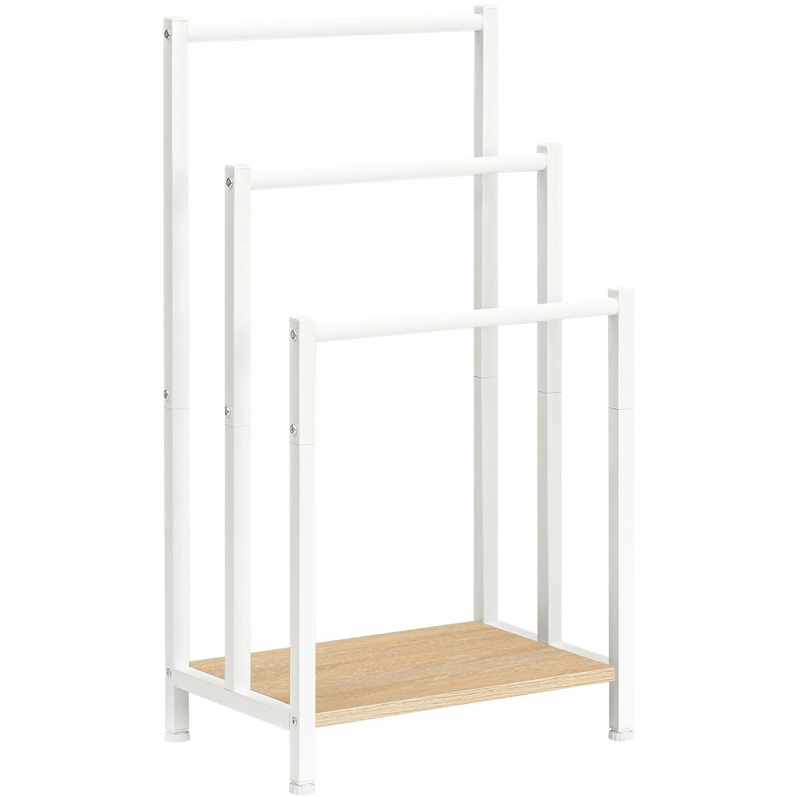 HOOBRO Portasciugamani Autoportante 3 Bracci 43x28x81 cm Bianco Naturale