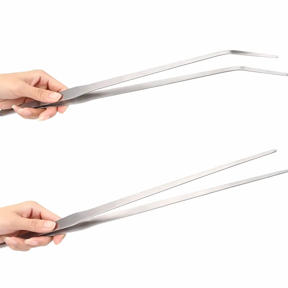 MMOBIEL 2 Pinzette in acciaio inossidabile 27 cm dritte/curve per aquascaping e giardinaggio