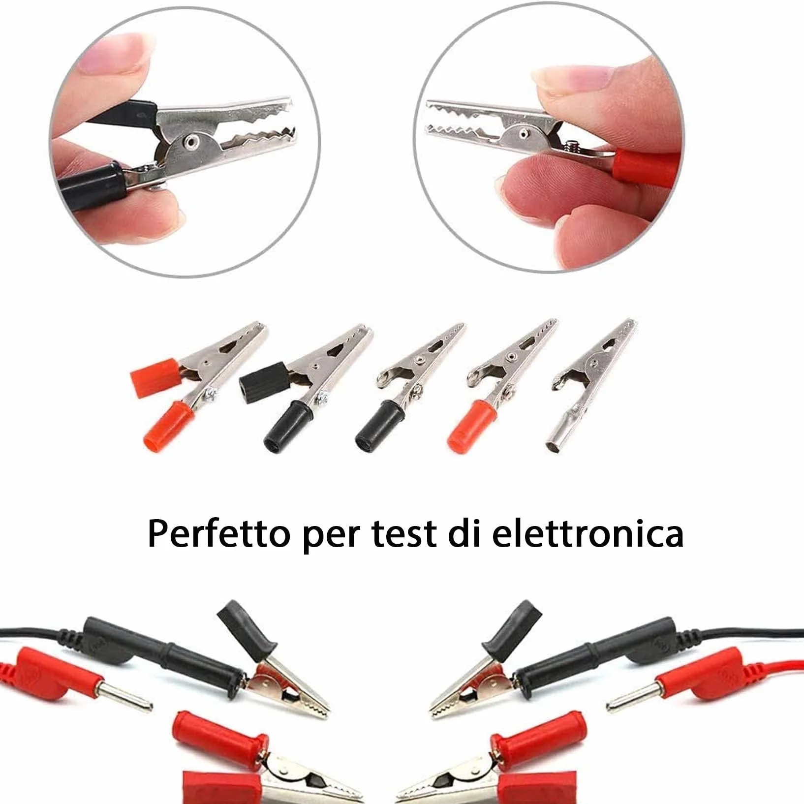 Pinza a Coccodrillo 5.5cm Morsetti di Prova da Elettricista 4 Pezzi
