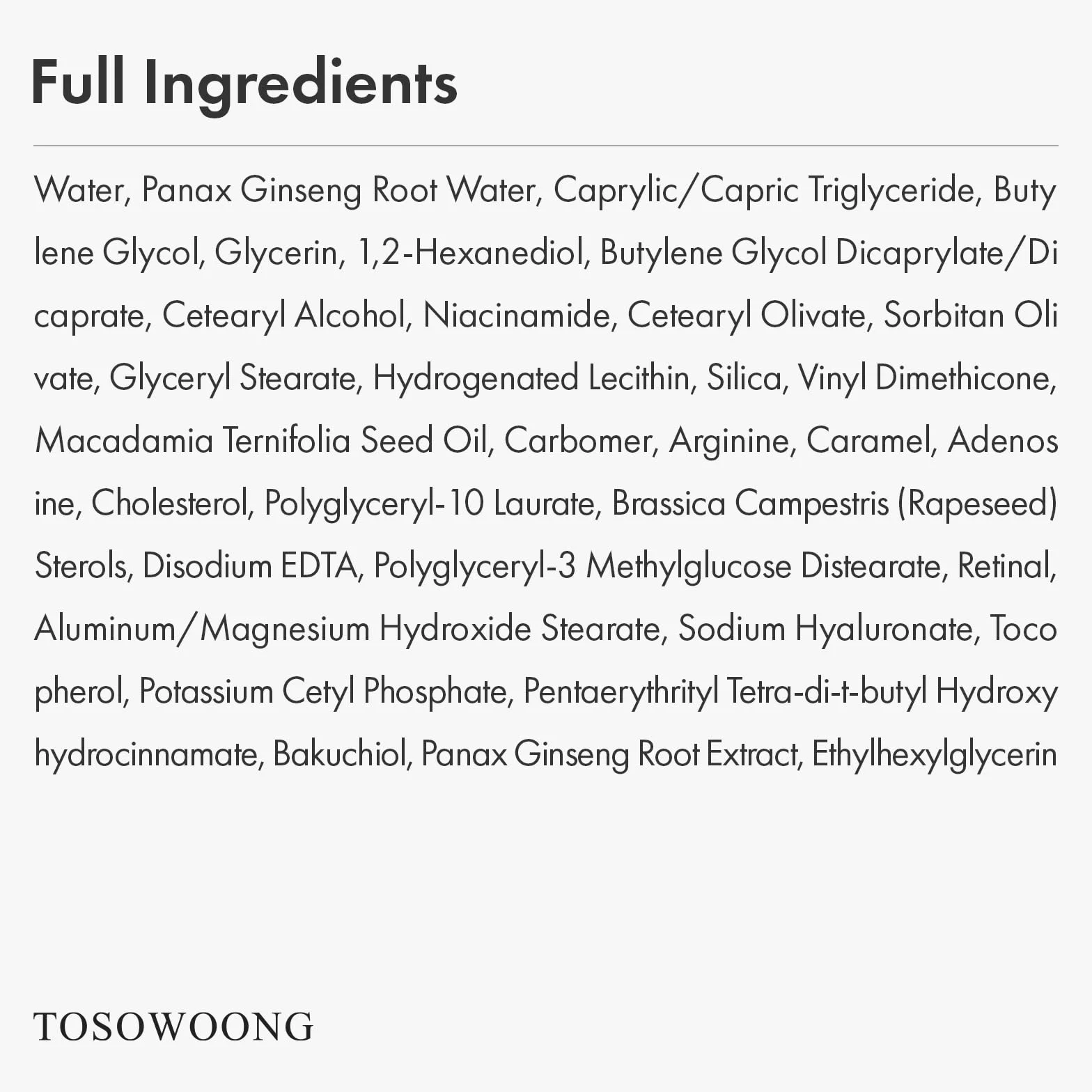 TOSOWOONG Ginseng Plus Siero Contorno Occhi al Retinale con Niacinamide e Bakuchiol, cura cosmetica per borse sotto gli occhi, linee sottili, occhiaie e rughe, Skincare coreana, 30ml