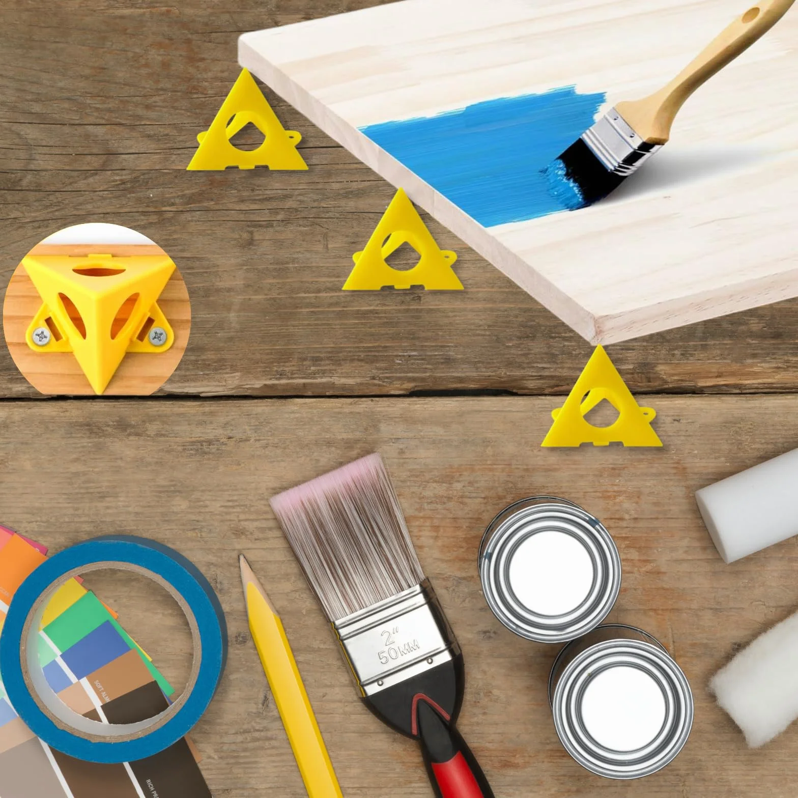 Supporti Piramide Pittura 50 Pezzi Coni Gialli Triangle Stands Alzate per Porte Armadio Tela Perforata Mobili