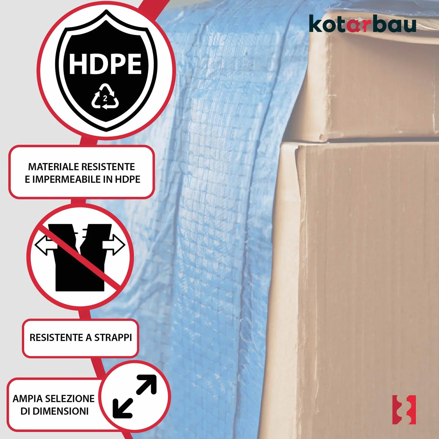 KOTARBAU Telo Impermeabile Esterno Polietilene 4 x 6 m Blu 75 g/m² Copertura Piscina Telone Giardino