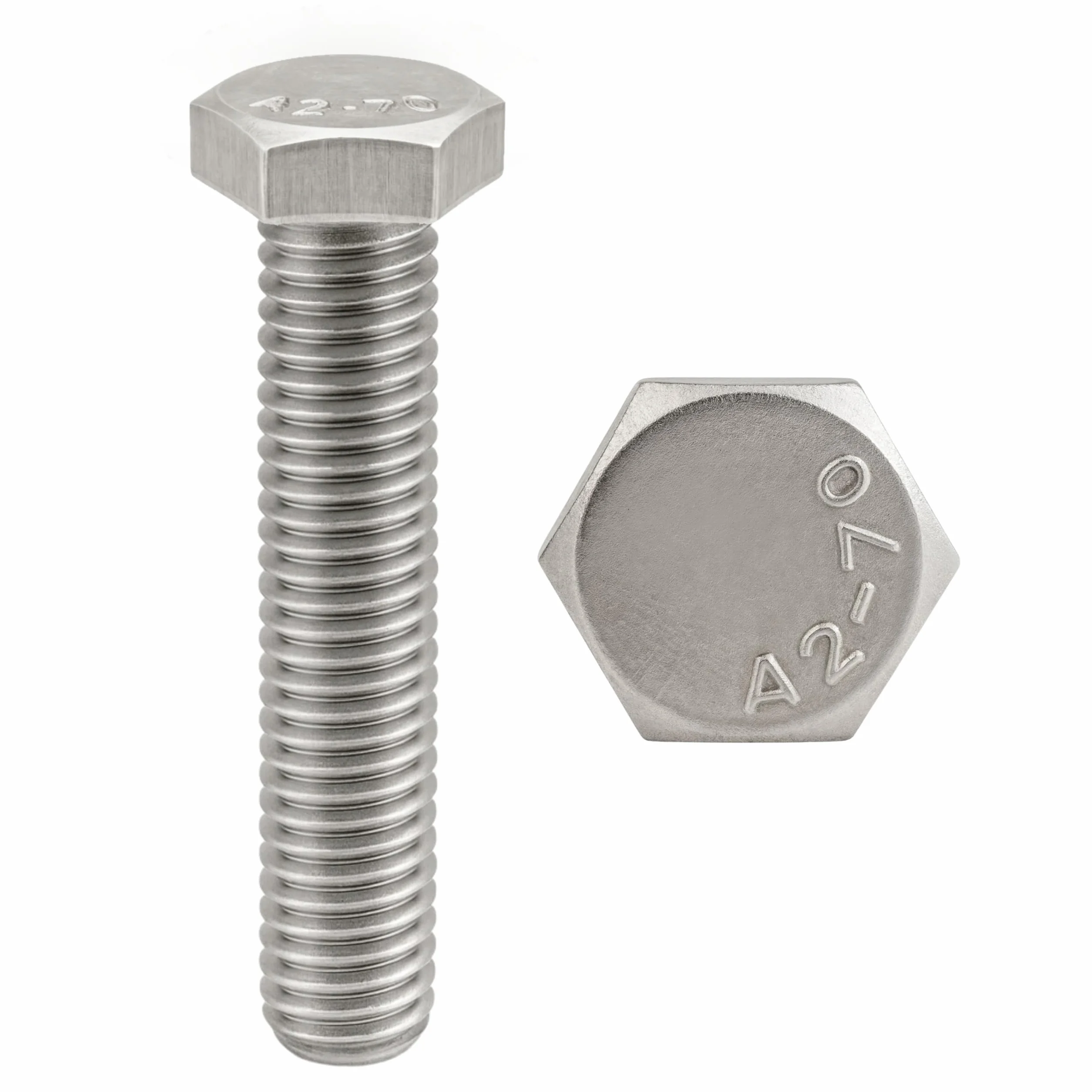 Śruby ze stali nierdzewnej M8 x 120 mm, łeb sześciokątny, A2-304, DIN 933, zestaw 2 szt.