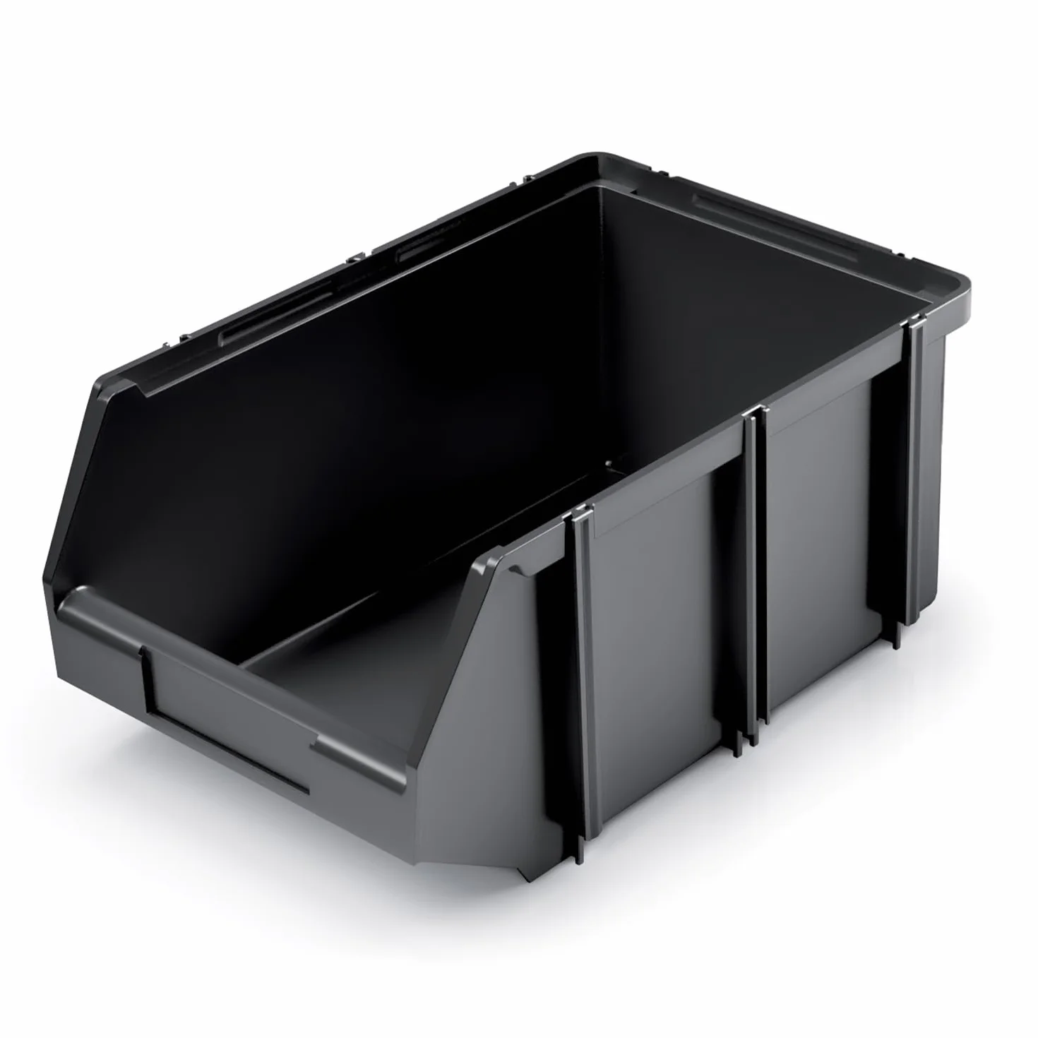 Set di 4 Contenitori a Bocca di Lupo 30x45x19 cm Sovrapponibili Nero Plastica