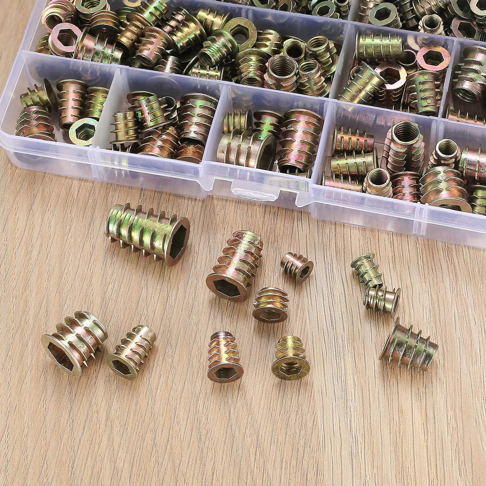 Inserti Filettati Dado 230 Pezzi M4 M5 M6 M8 M10 Lega di Zinco per Mobili Legno