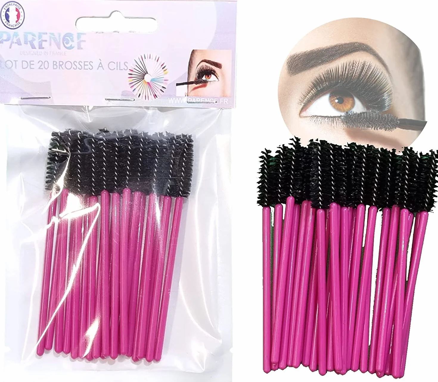 PARENCE - 100PZ Spazzolini semi riutilizzabile e lavabile in fibra morbida di alta qualità siliconata, usa e gettate dopo 5 uso,Pennelli per trucco Mascara Spazzola per sopracciglia Applicatore