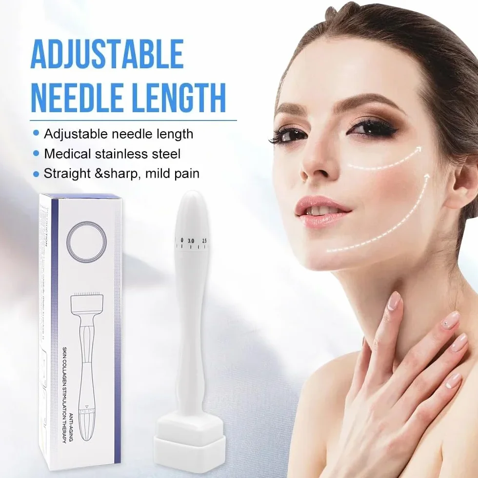 Derma Stamp, Aoyswuz Microneedle Derma Rullo Regolabile 140 Titanio Aghi Timbro Microneedling per Crescita dei Capelli Cura Della Pelle dei Viso