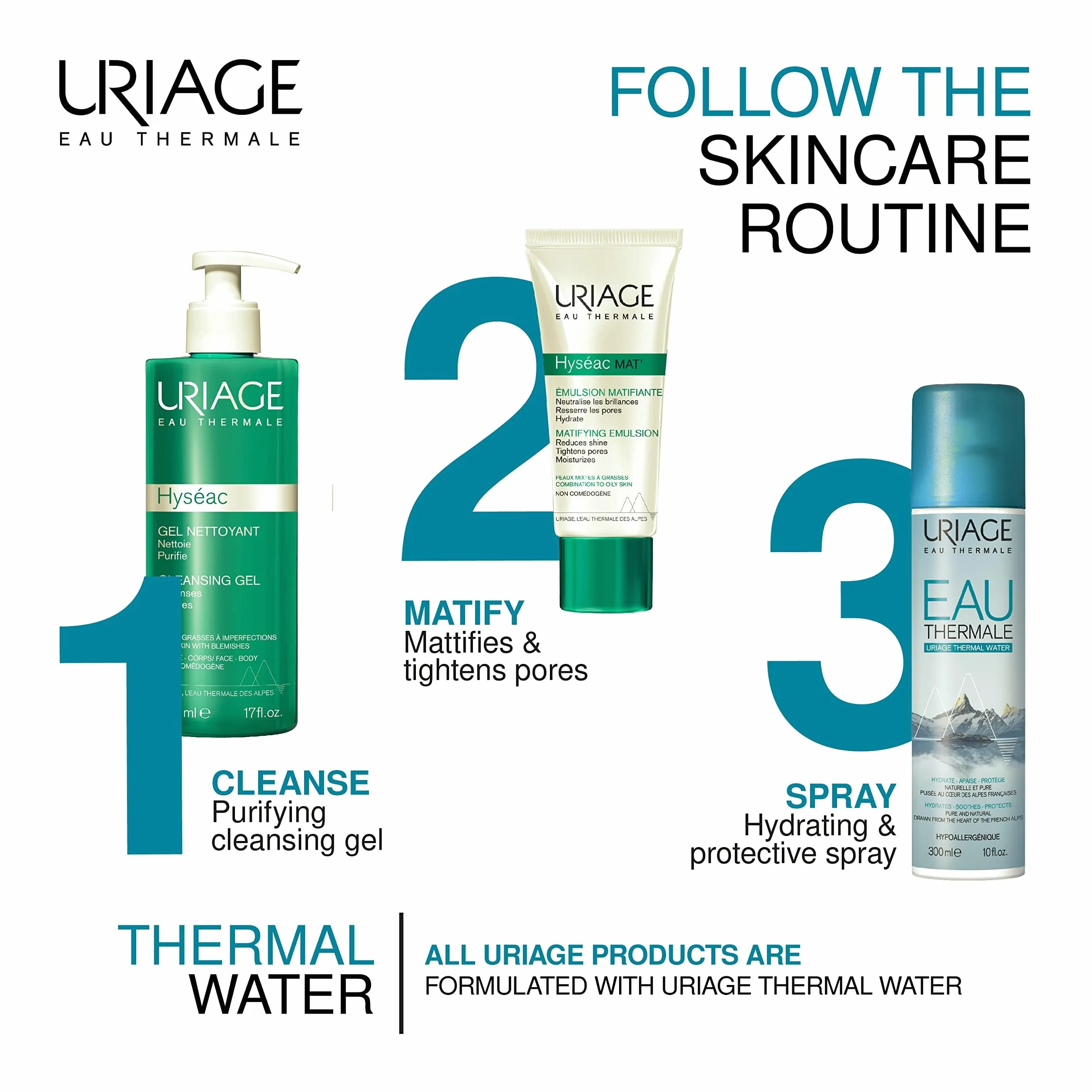 Uriage Hyseac Gel Detergente Pelle Mista O Grassa, 500 Millilitro