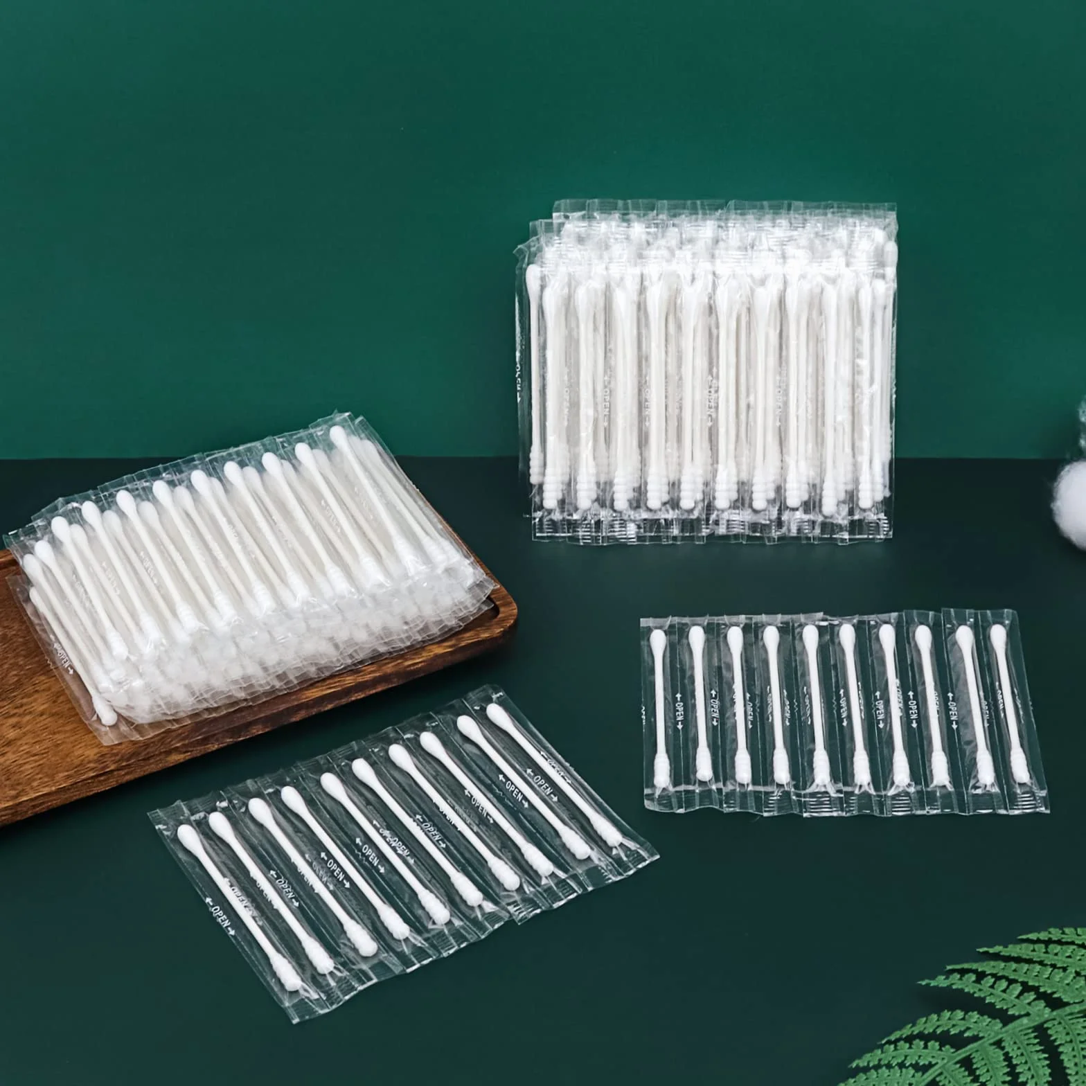 Confezione da 200 tamponi di cotone, confezionati singolarmente, bastoncini di carta a doppia punta per orecchio, trucco (Spirale-rotonda estremità)