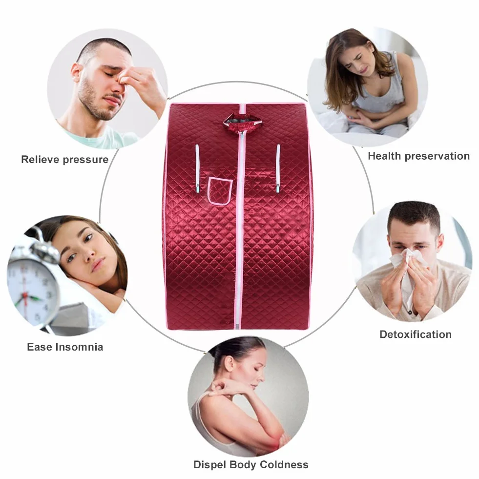HUOLE Sauna Cabina pieghevole 1,8 l portatile telecomando 9 opzioni timer vapore ultra sottile 98 x 80 x 70 cm