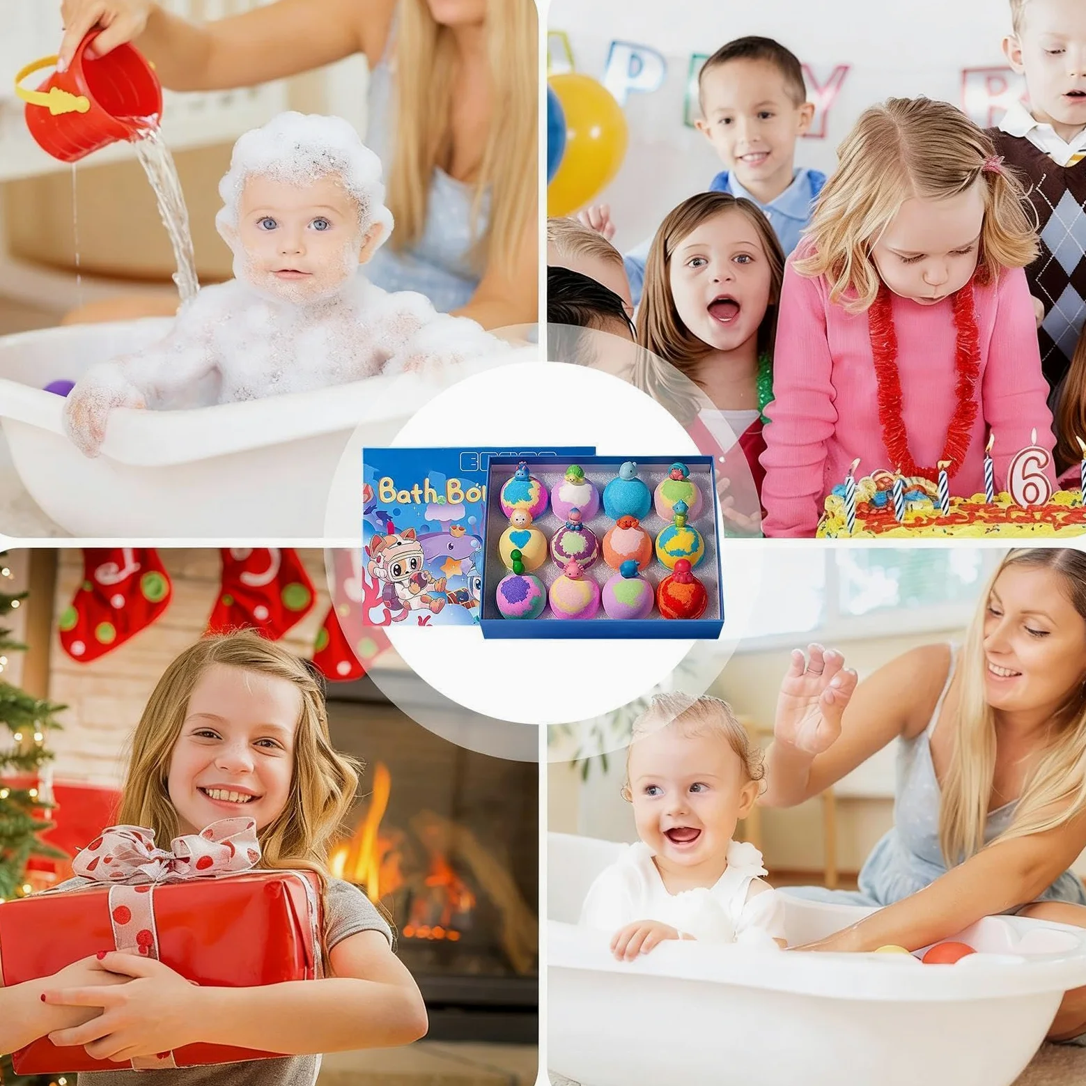 Bombe da Bagno Effervescenti 12 Pezzi Colorate Delicate Effervescenti | Regali Idea Regalo da Calza per Bambini per Famiglia Bambini Bambine Figlio Figlia