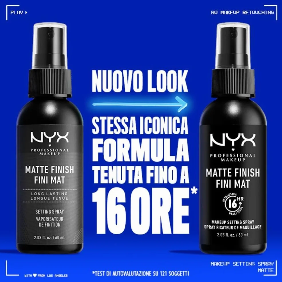 NYX Professional Makeup Setting Spray, Formula fissante leggera a lunga tenuta, Finish matte, Confezione da 2, 60 ml