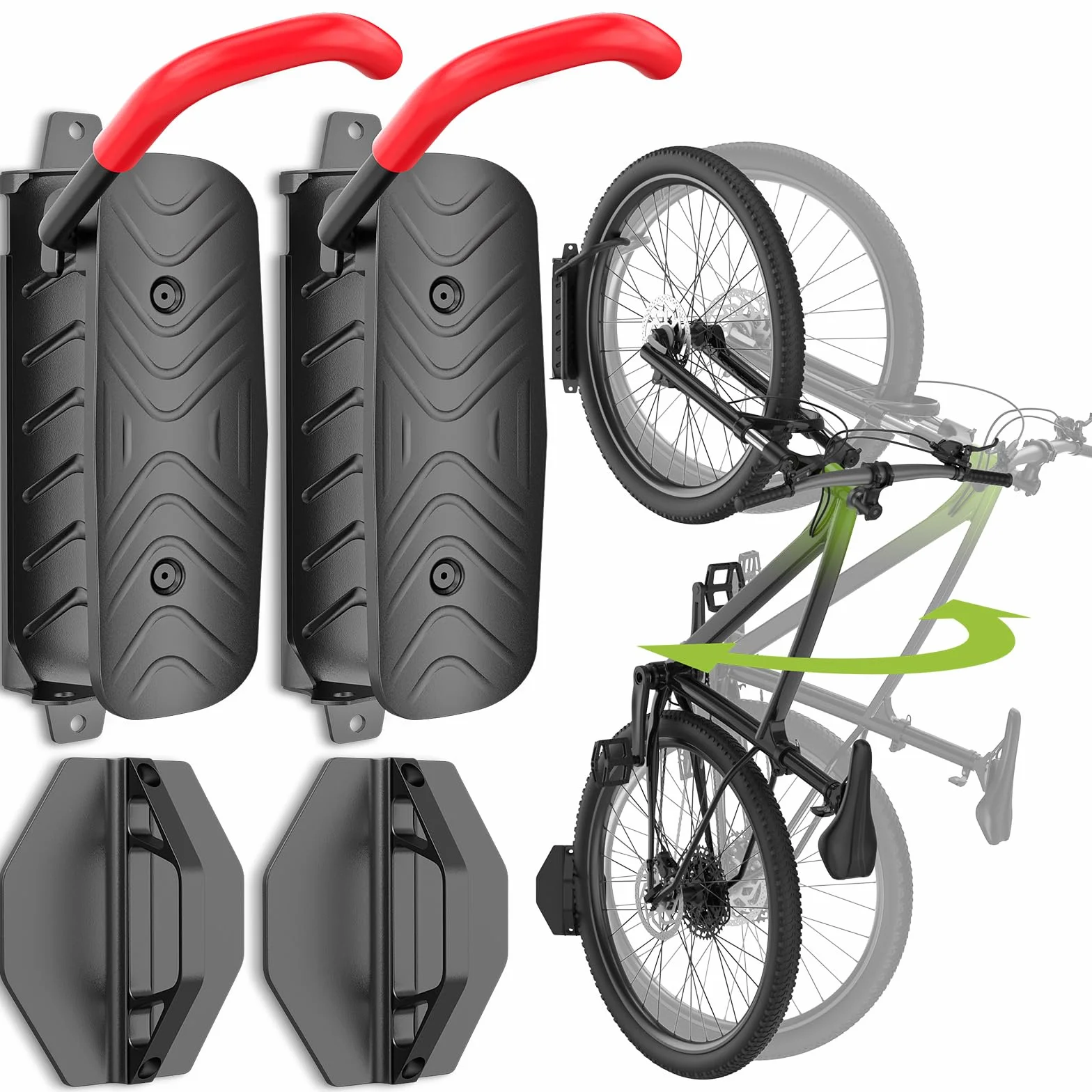 Housolution Supporto Girevole per Biciclette, Gancio da Parete Verticale, 66 Libbre, 2 Pezzi