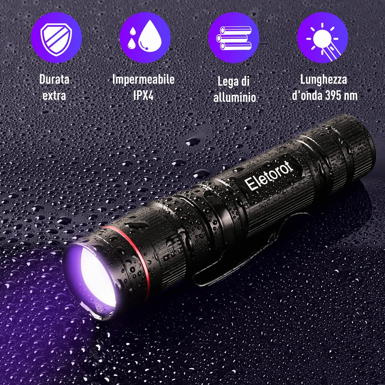 Eletorot Torcia UV 395 NM Ultravioletti Zoomable Blacklight per Resina Polimerizzante