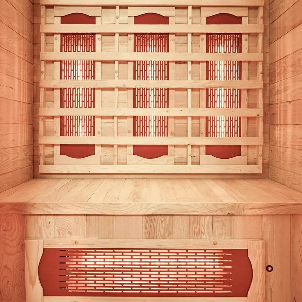 HOME DELUXE cabina a infrarossi REDSUN M VSS 120x105x190 cm per 2 persone 6 radiatori a spettro completo legno hemlock