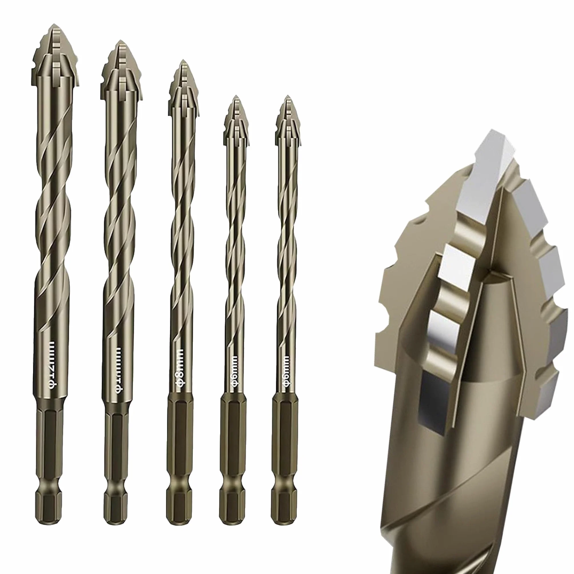 Set 4 Pezzi Punta Powerbit per Piastrelle Ceramica Vetro Porcellana (6-12 mm)