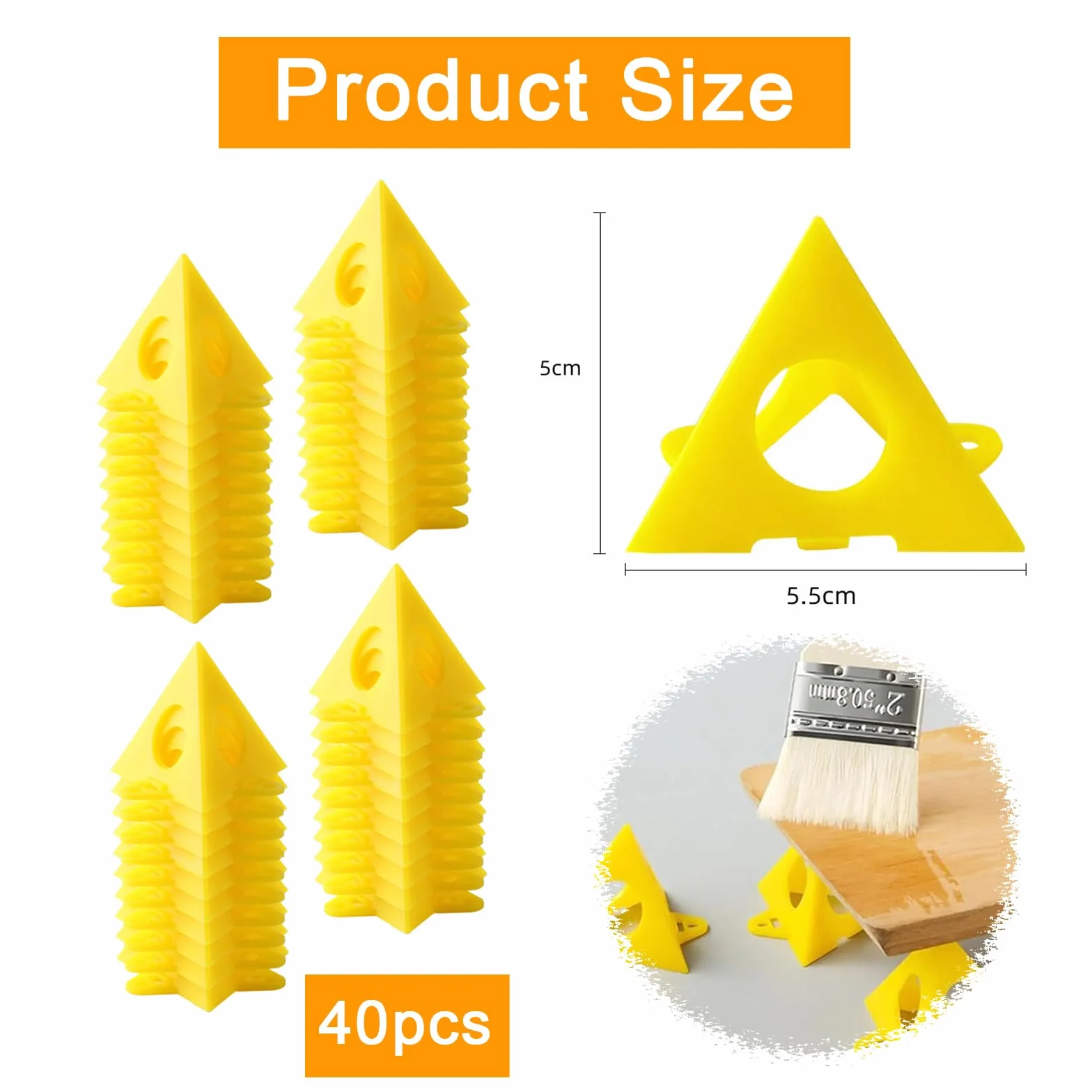 Supporti a Piramide per Pittore 40 Pezzi Giallo Cono Tela Triangolo di Vernice Alzateper Ante Supporto Pittura Perforata Legno Mobili Stand Porta Dell'armadio
