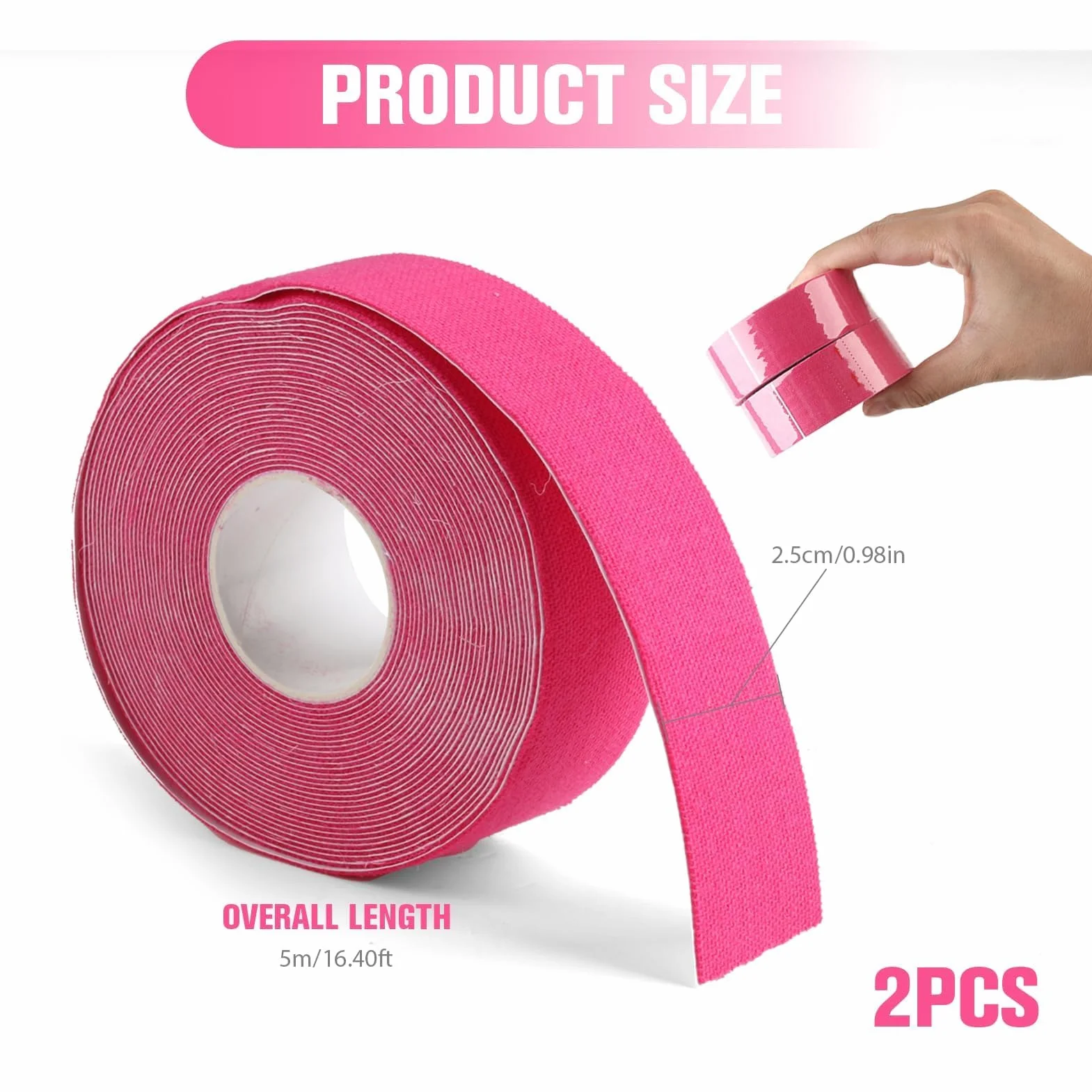 Nastro Lifting Facciale 2.5cm*5m - Cerotti Antirughe Effetto Lifting per Rassodamento e Rimodellamento del Viso, Adesivi Viso Traspiranti e Sicuri, Ideali per un Contorno Viso Definito (Rosa)