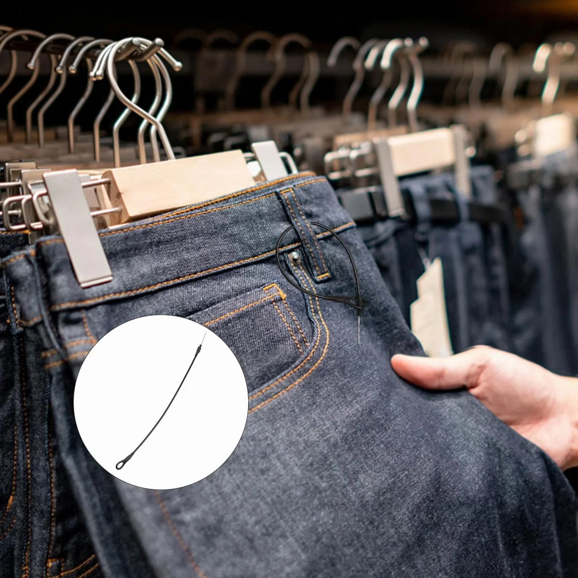 Baluue Cordini Antifurto in Acciaio 100 Pezzi 6.30In Filo Sicurezza Antitaccheggio Per Abbigliamento Borse