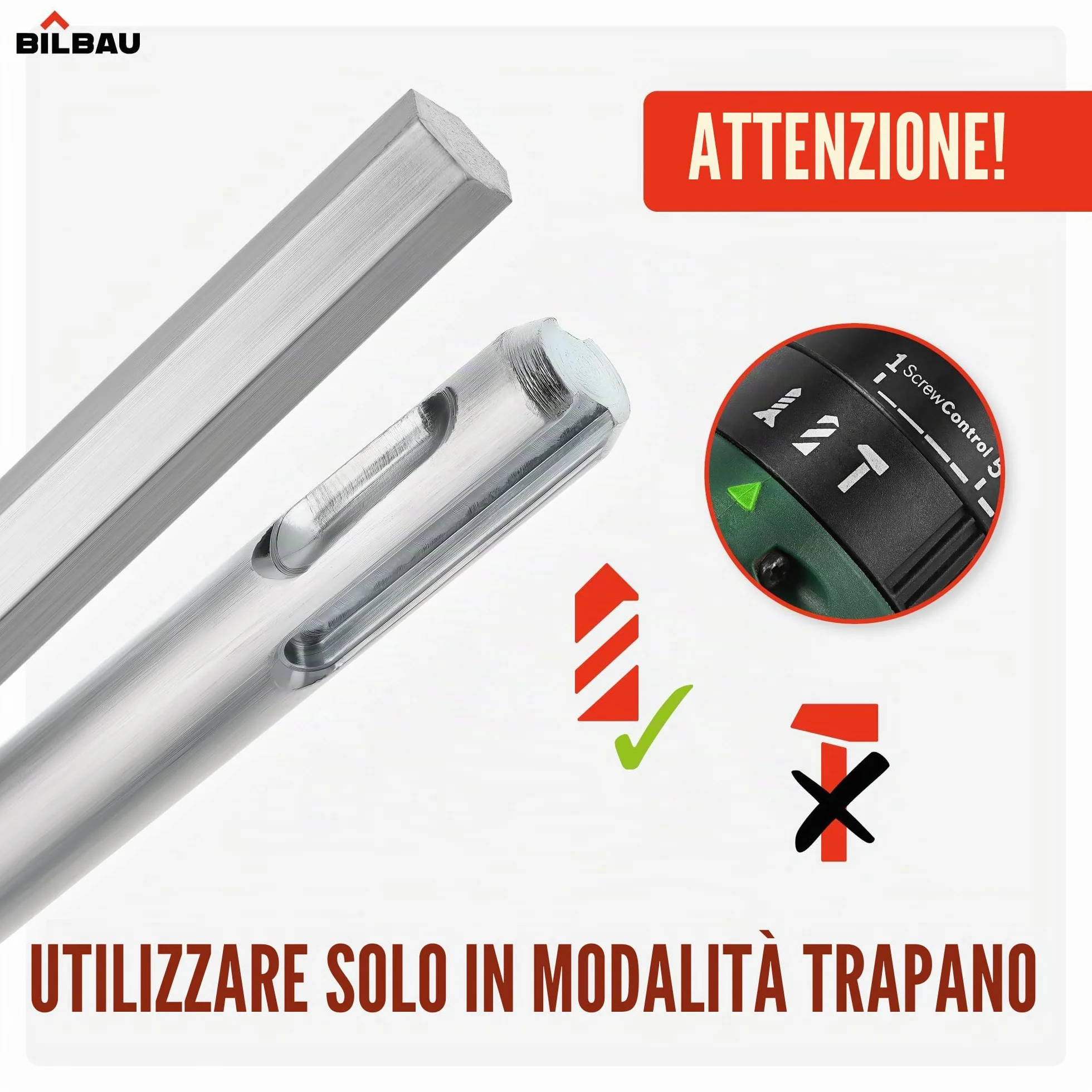 Miscelatore per malta 600W a spirale 40 cm SDS 80 mm x 400 mm