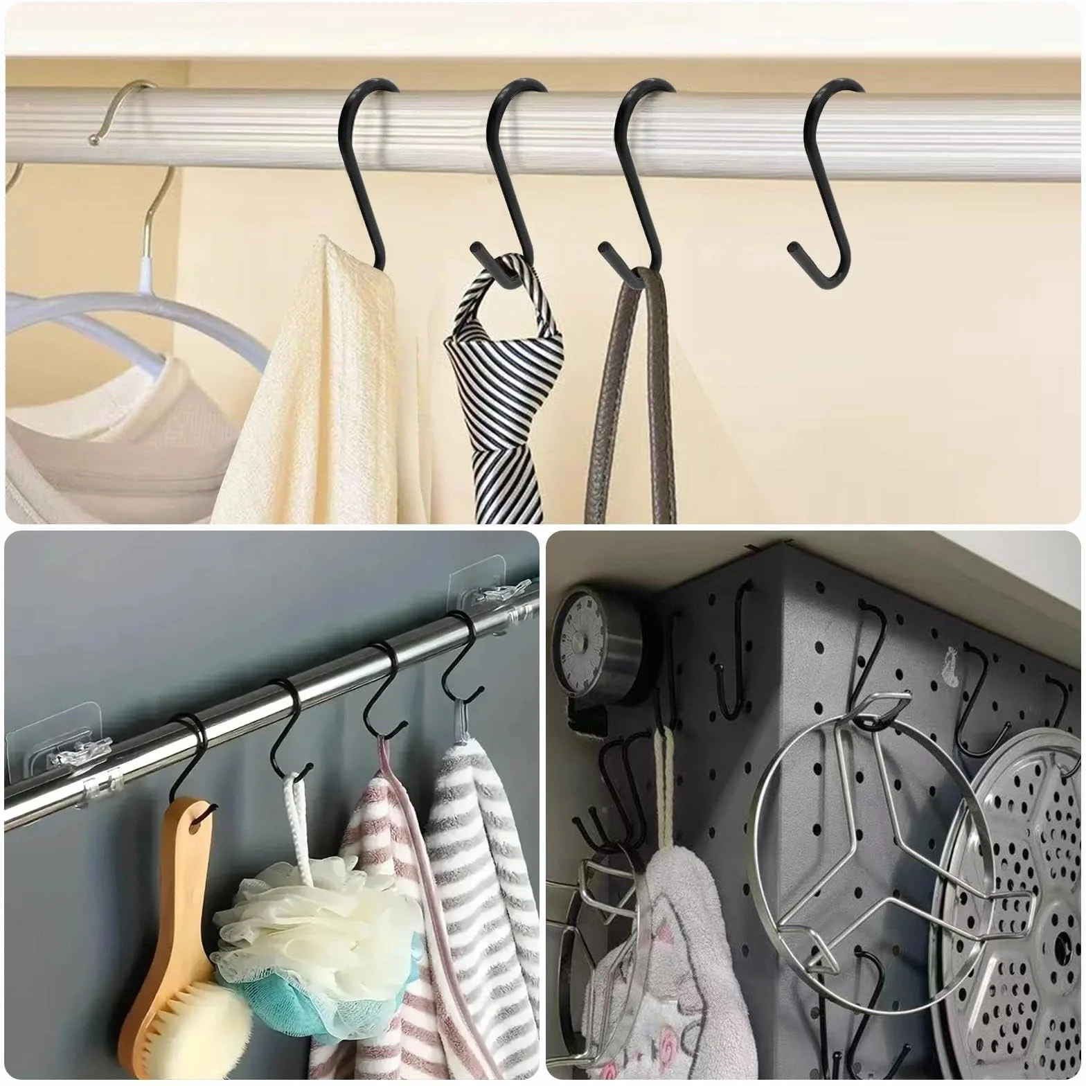 Ganci a S 20 Pezzi in Acciaio Inox da 2.16 Pollici Neri Pesanti per Cucina