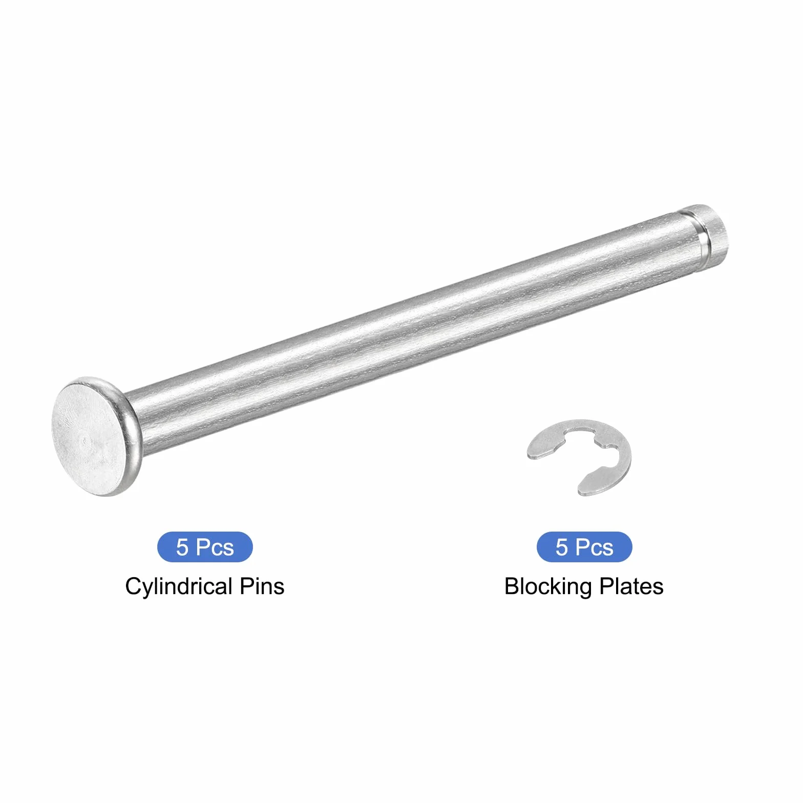 Perno Posizionamento Cilindrico M5x60mm Acciaio Inossidabile 304 con Clip Fissaggio