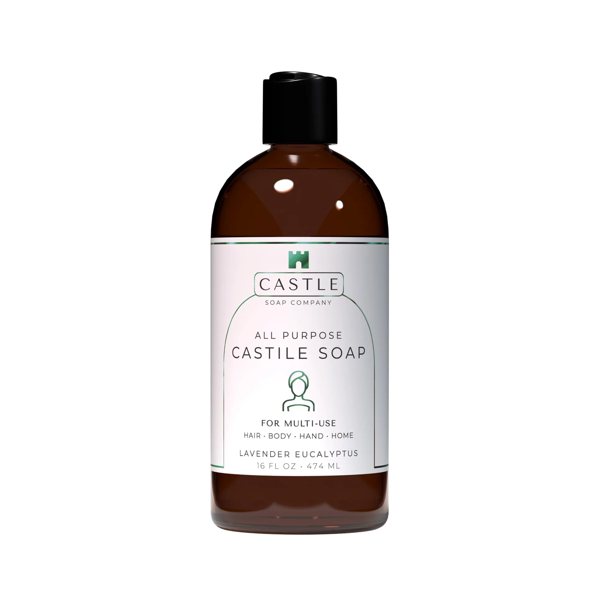 Castle Soap - Sapone di castiglia multiuso per capelli, corpo, mani e casa, formula nutriente con olio di cocco, adatto per pelli sensibili