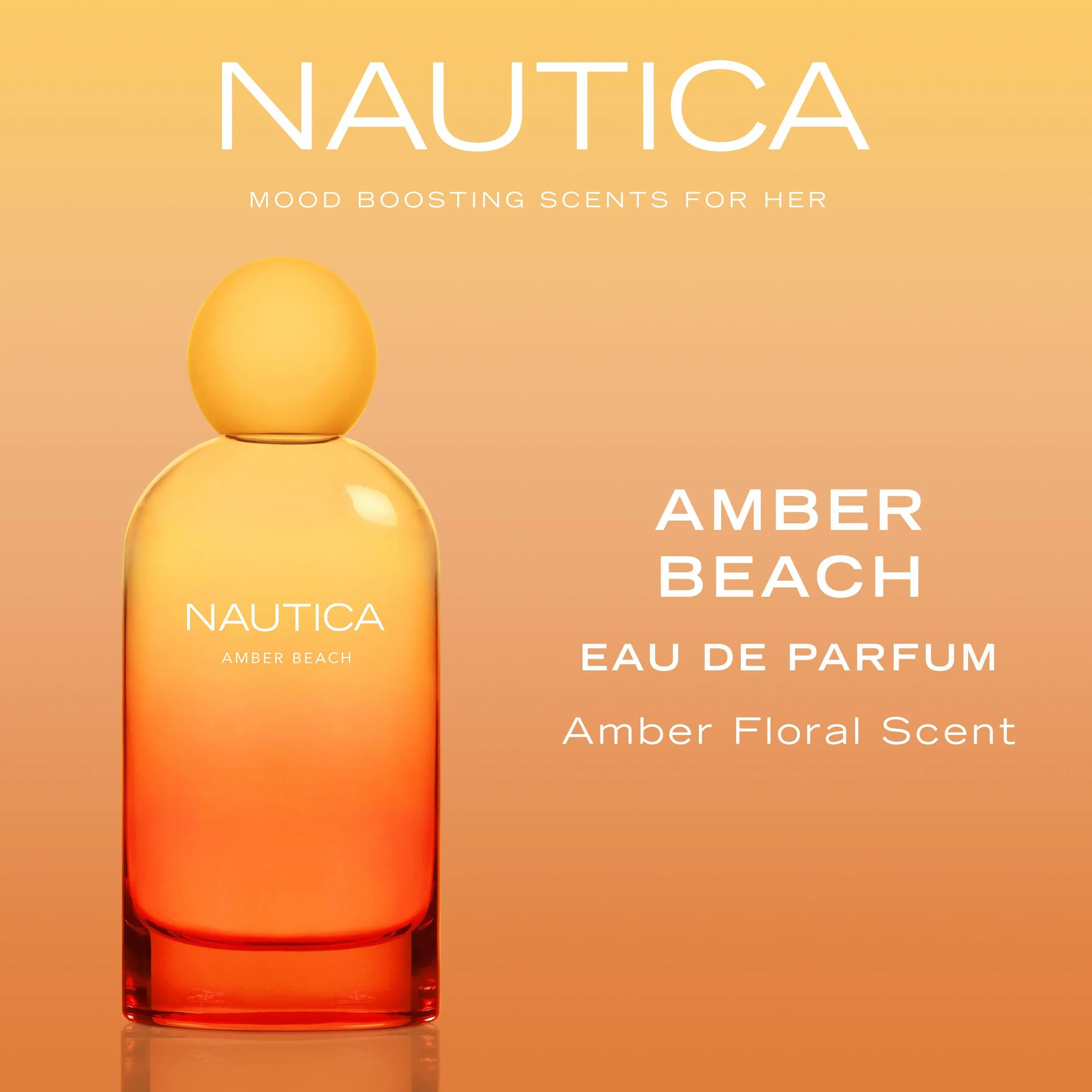 Nautica Amber Beach Eau de Parfum da Donna, Fragranza Mood Boosting, Distintiva e Positiva, Fragranza Ambrata e Fruttata, Formula Vegana, Profumo a Lunga Durata, 3,3 oz