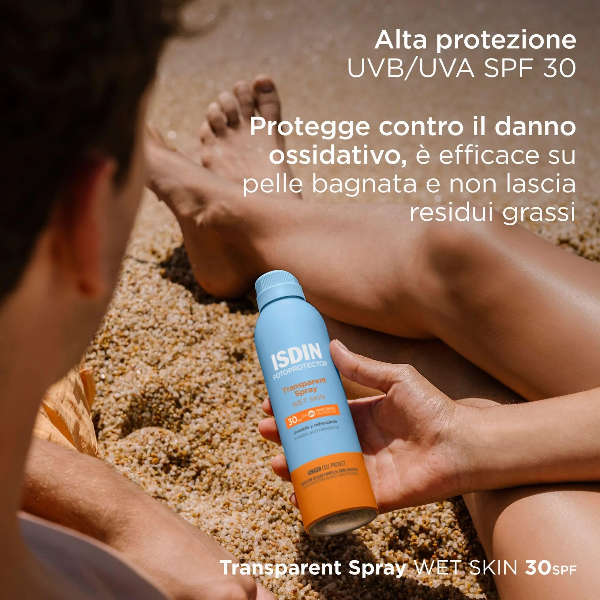 ISDIN Transparent Spray Wet Skin SPF 30 (250ml) | Protezione Solare Spray per il Corpo | Invisibile ed Efficace sulla Pelle Bagnata | Leggero e a Rapido Assorbimento
