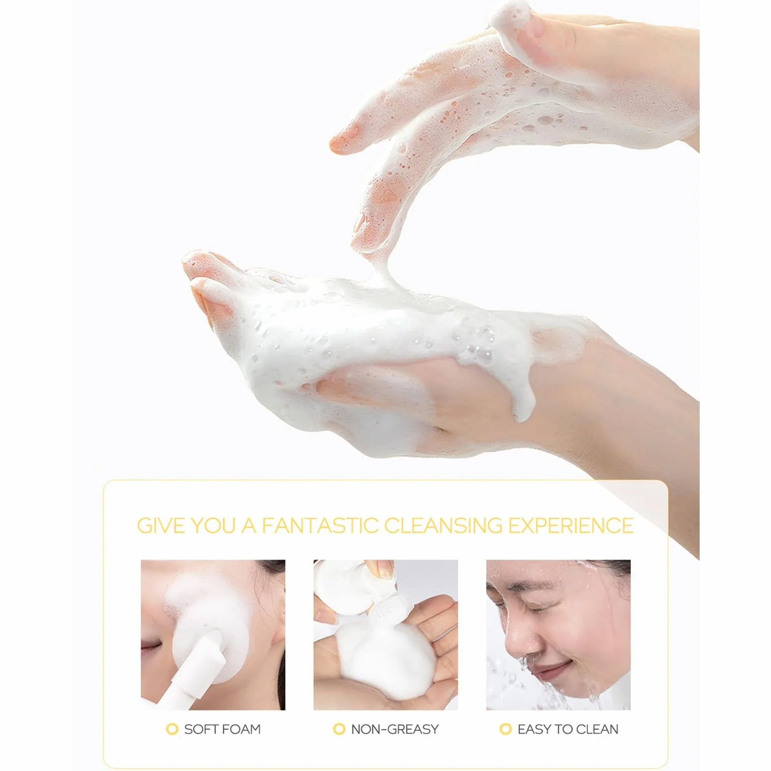 Detergente viso delicato in schiuma, detergente in schiuma di collagene, detergente quotidiano morbido per il viso, con pennello, lenitivo e idratante, per la cura della pelle, controllo dell'olio,