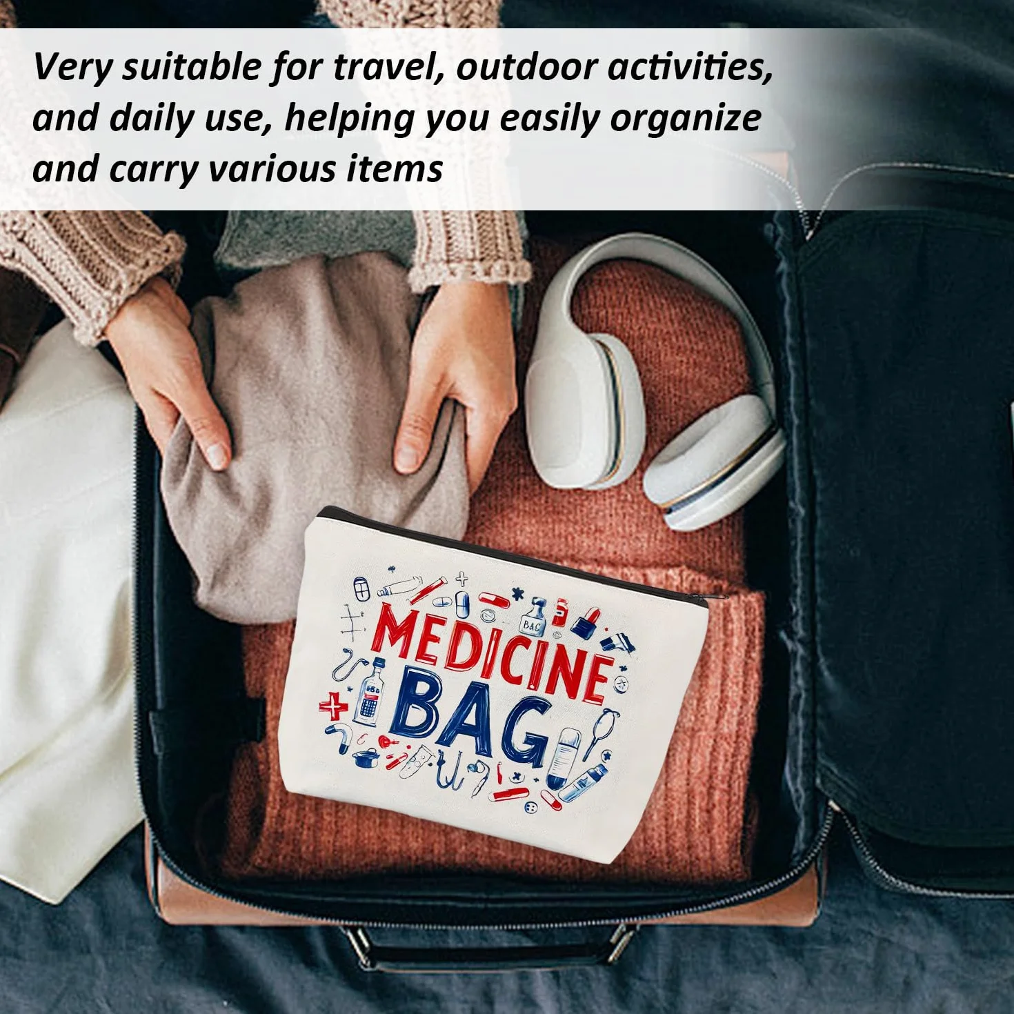2 Lettera Portatile Sacchetti Cosmetici, Semplice Medicina Sacchetto Di Immagazzinaggio, Borsa Da Toilette Da Viaggio All'Aperto, Piccolo Oggetto Sacchetto Di Immagazzinaggio.