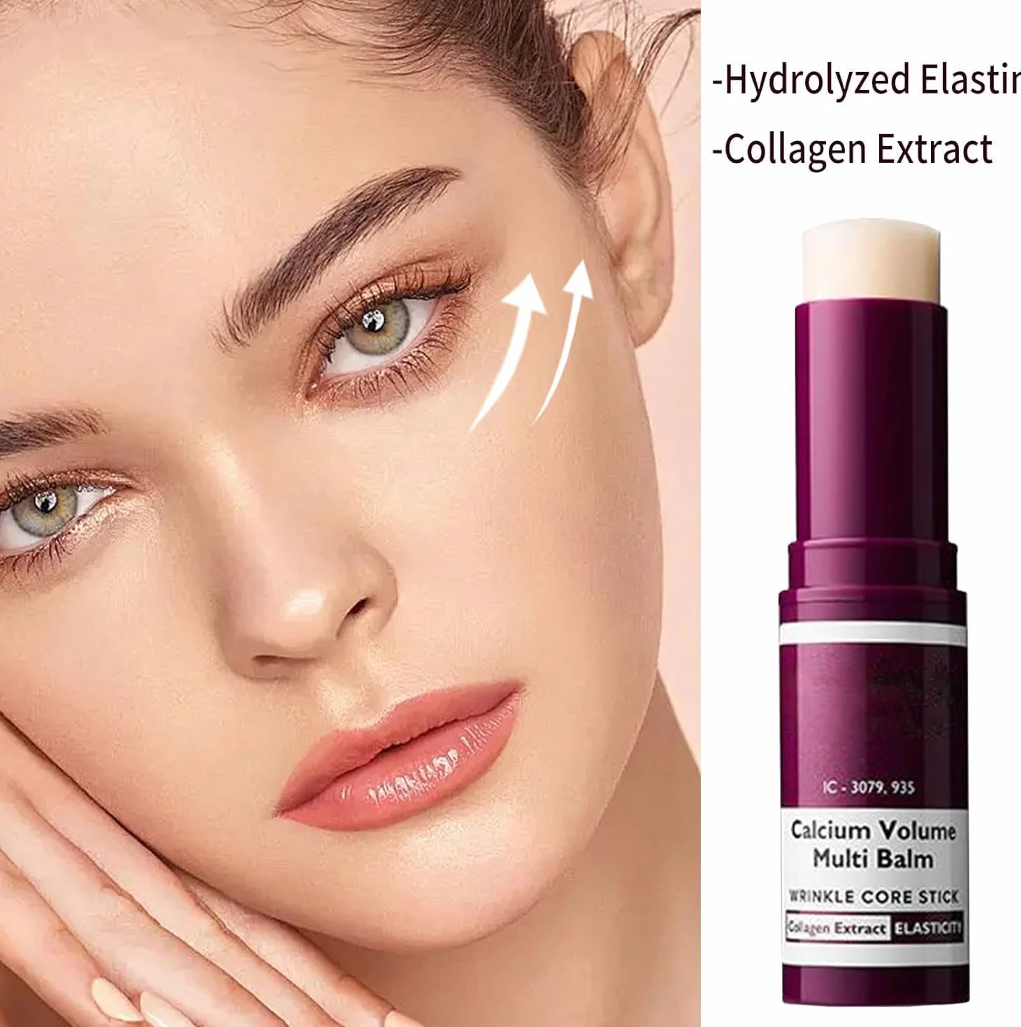 2 PCS Calcium Volume Multi Balm, Stick Coreano Viso Antirughe, Calcium Multi Balm Stick, Anti-caduci, Adatto per Gli Occhi, il Viso, il Collo, Firming Skincare Sticks Stringe La Pelle Ripara e Idrata