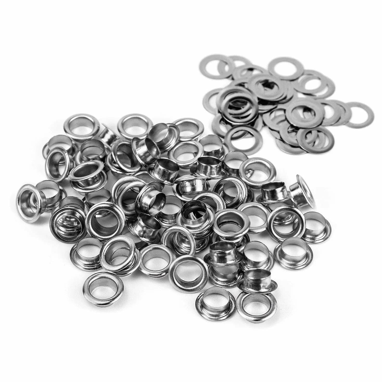 QWORK Occhielli Rondelle Kit 6 mm, 1000 sztuk, do butów, skóry, tkanin, pasków, rękodzieło, srebrny