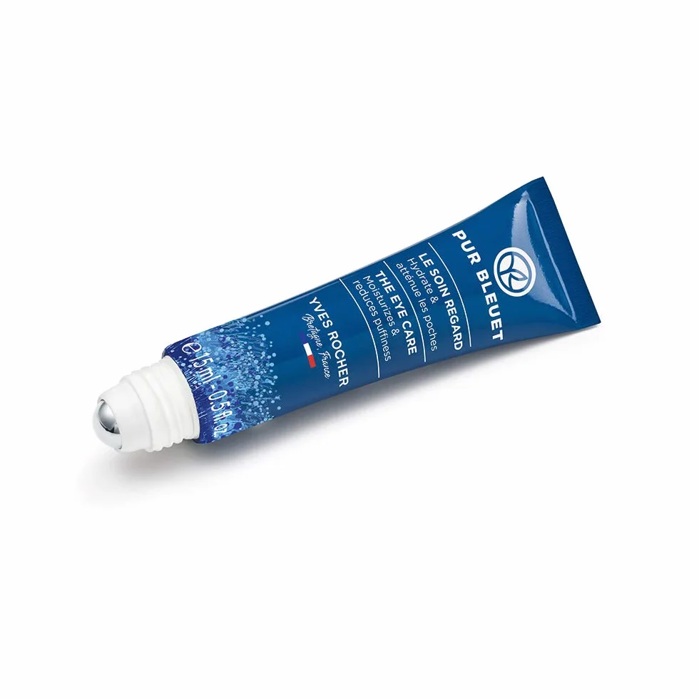 Yves Rocher PUR BLEUET – Gel per gli occhi Roll-On – Raffredda e rinfresca e riduce il gonfiore – Rullo per gli occhi – 15 ml