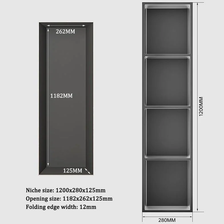 Nicchia da Parete in Acciaio Inossidabile, Nicchia Doccia Incassata con Luce LED, Mensola Organizer Impermeabile per Bagno, Nero 120x28