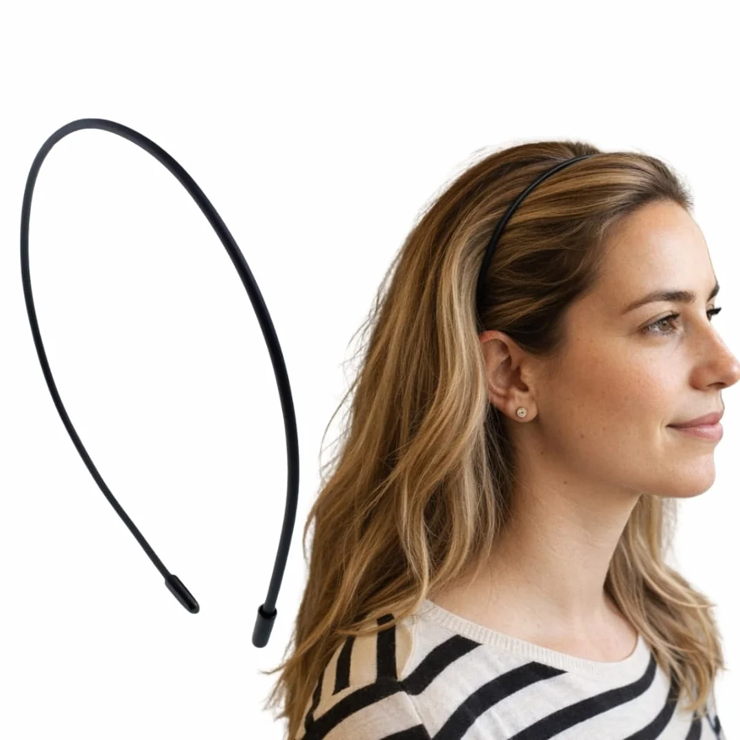 Cerchietto Capelli Nero Donna e Uomo Antiscivolo Sottile In Silicone Confezione da 1 Hairband Leggero Comodo Flessibile