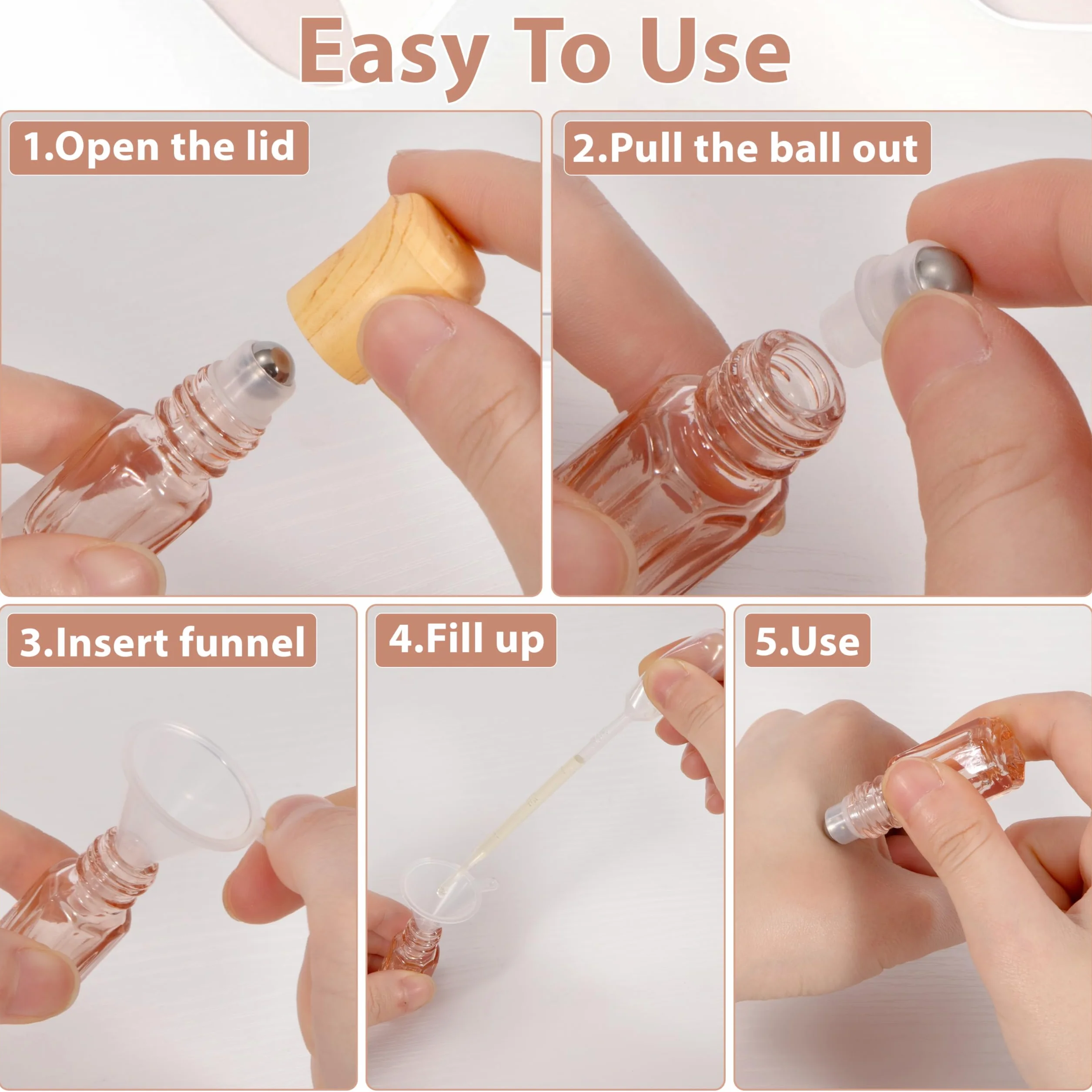 Bottiglie a Rullo di Oli Essenziali Bottiglia Roll On Vuota 3ML con Sfere Roller in Acciaio Inox per Oli Essenziali Aromaterapia 8 Pezzi 8 Colori