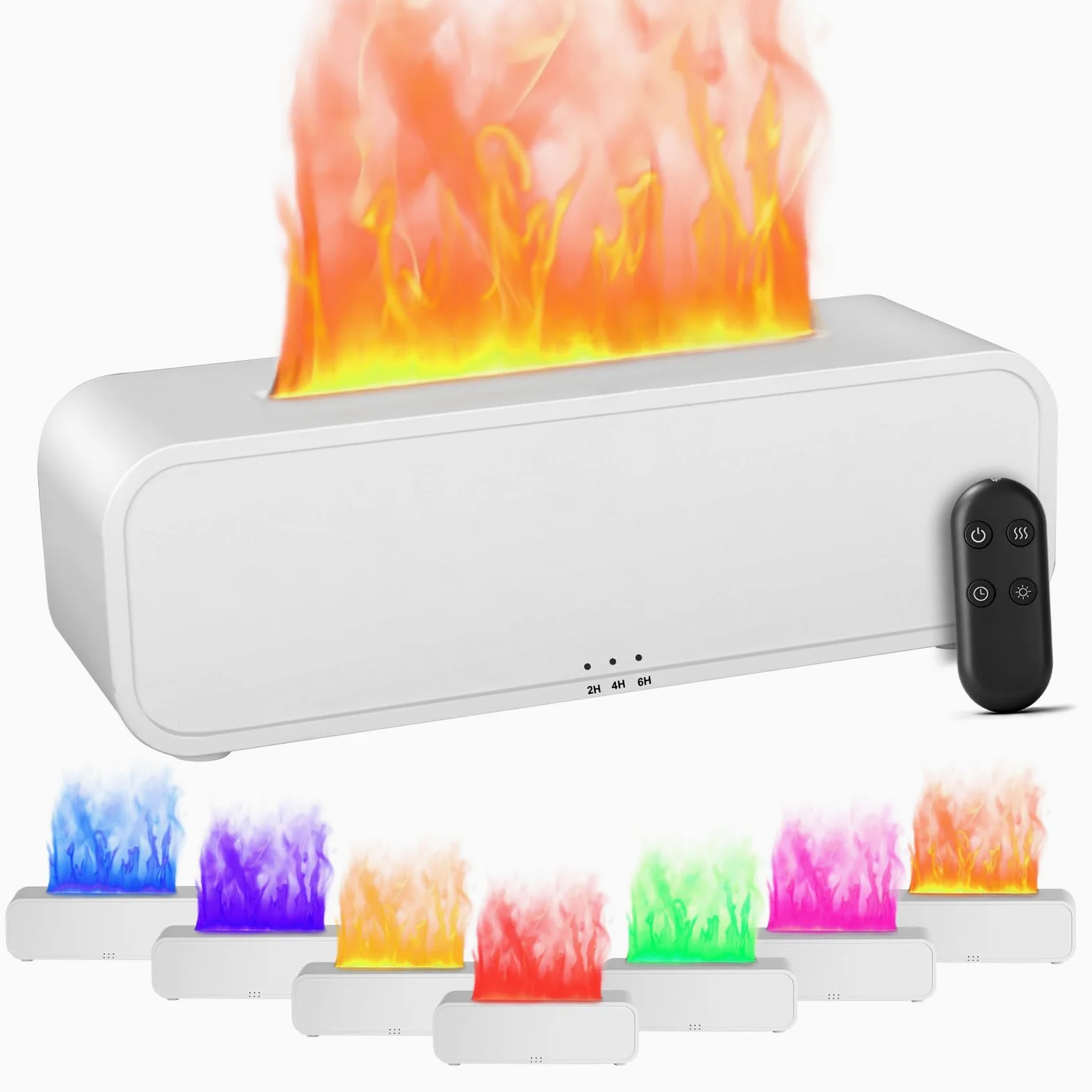 IEEILULU Diffusore di Oli Essenziali Fiamma, Diffusore Profumo Ambiente con Telecomando, 7 Tipi di Luci LED con Timer, Ideale per Casa Ufficio Sport (Bianco)