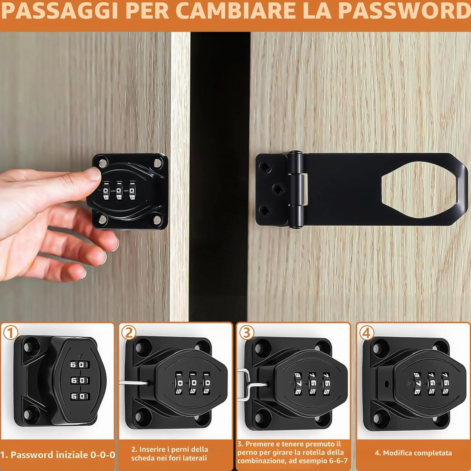YOUNGSAY 2 Pezzi Serratura a Combinazione 3 Cifre 4 Pollici con Viti Fibbia Hasp Lock per Armadio