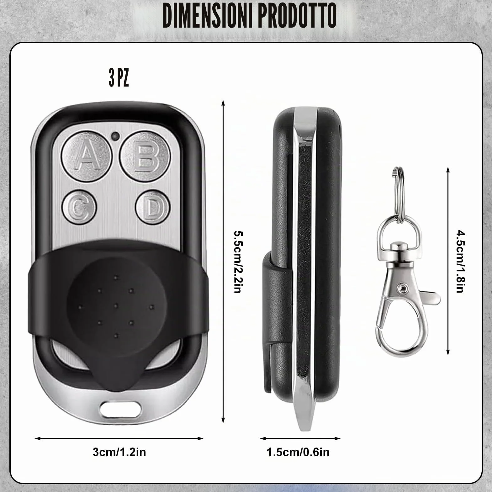 Telecomando Universale Cancello 433,92 MHz 3 Pezzi