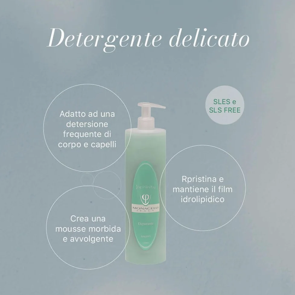 Monacelli Inphinity Bagno Shampoo Depurante 1000ml detergente cremoso delicato per cute grassa e capelli appesantiti