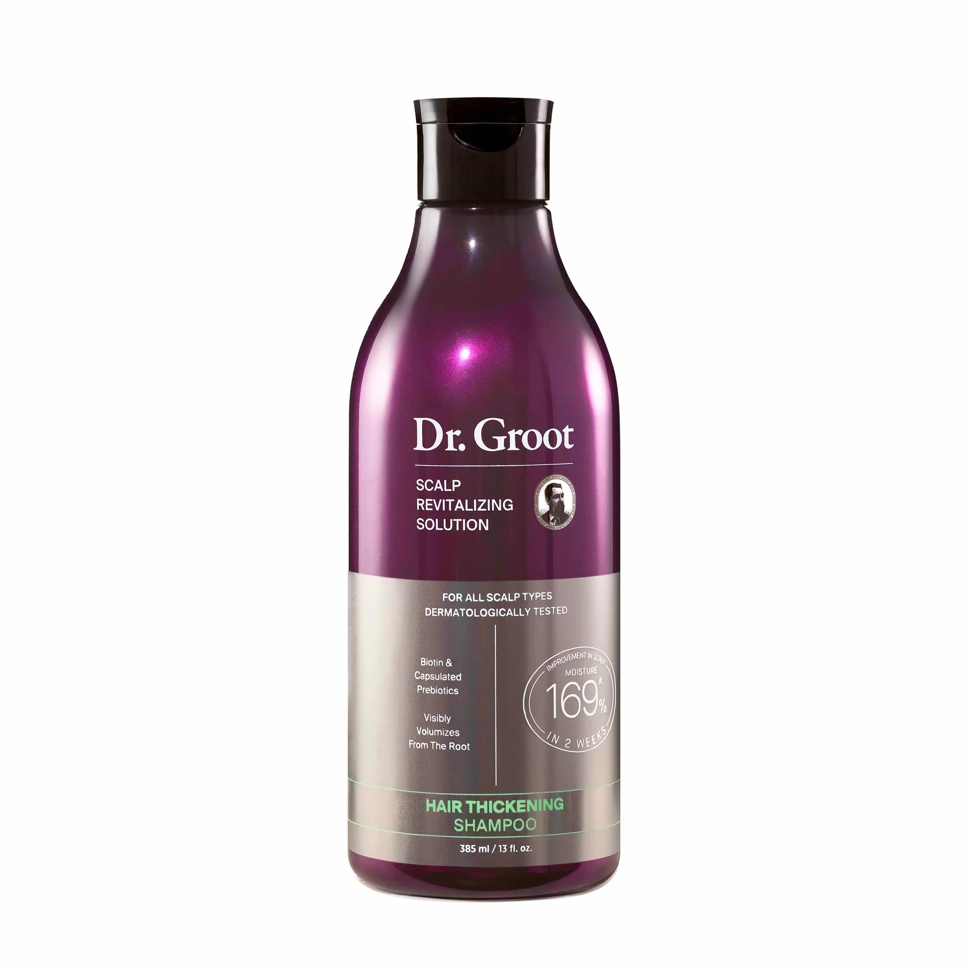 Dr. Groot Scalp Revitalizing Solution Hair Thickening Shampoo | With Biotin and Prebiotics | Clinically Proven to Help Visibly Volumize Thin, Damaged or Dry Hair | 385 ml/13 fl. Oz.