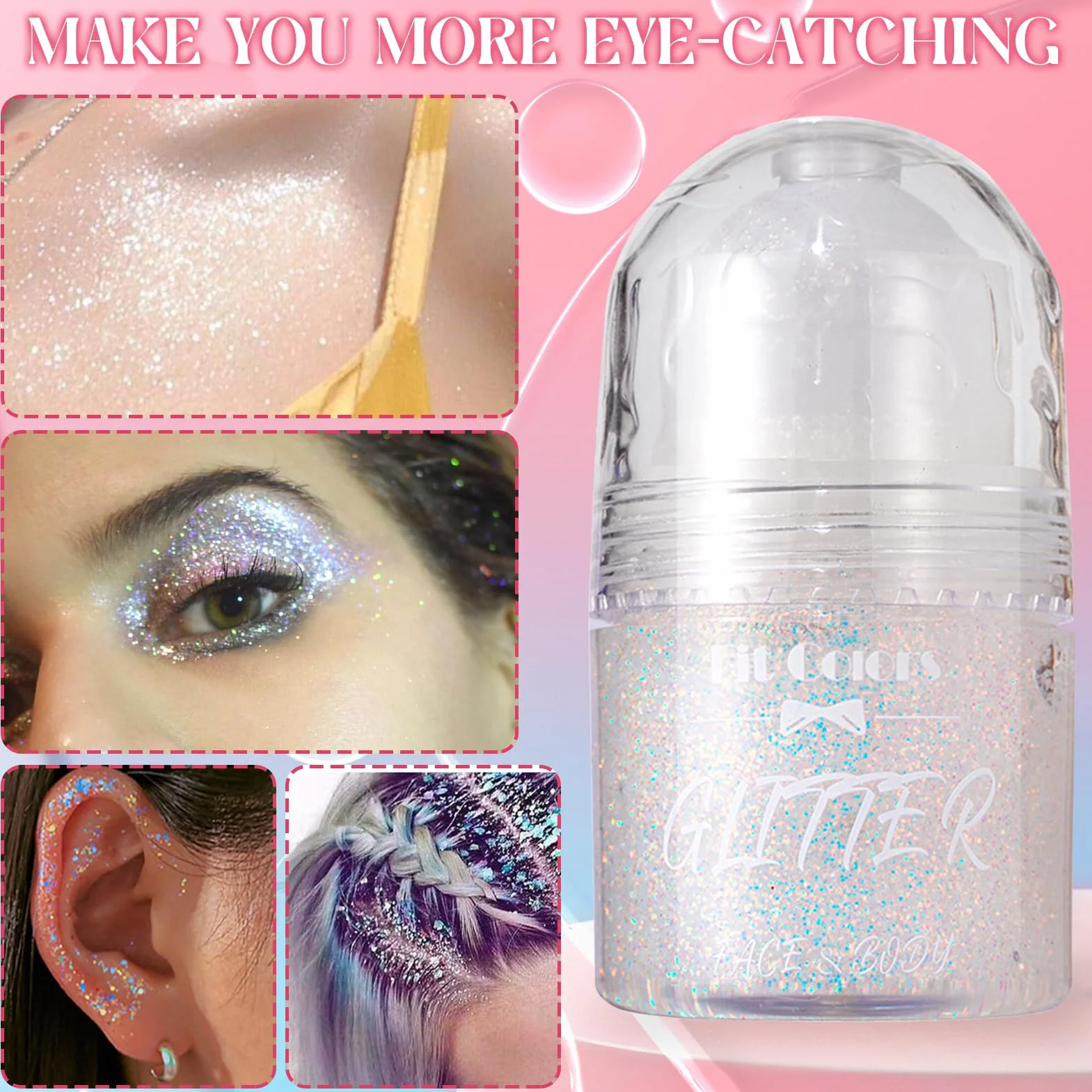 Roll-on Body Glitter Gel,Roll-on Corpo Glitter Gel,Mermaid Paillettes Glitter Corpo Capelli per Festival Rave Accessories,Shimmer Makeup per Festival Halloween Rave Party